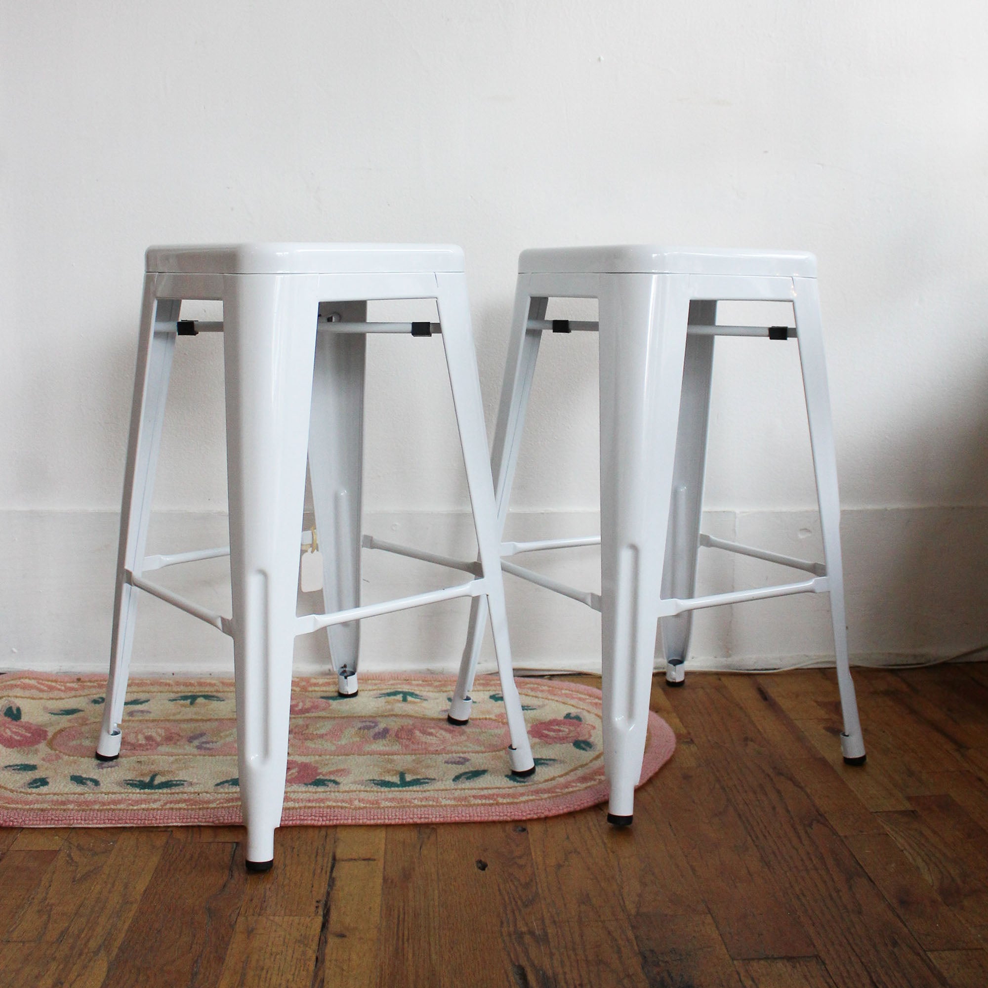 Industrial White Bar Stool