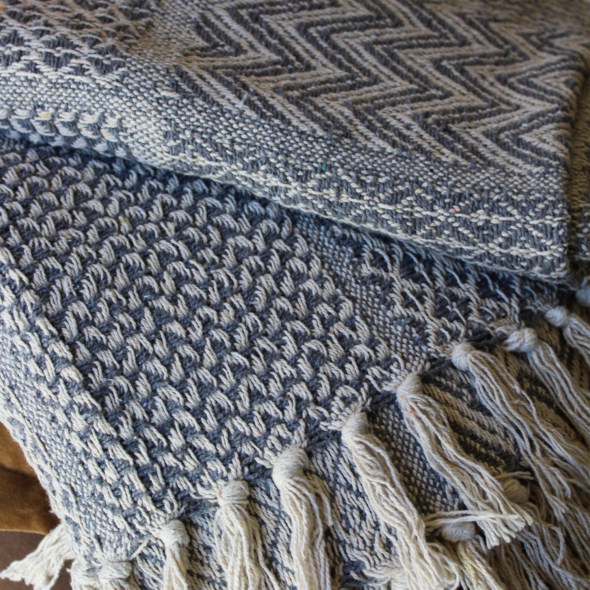 Grey & White Recycled Throw