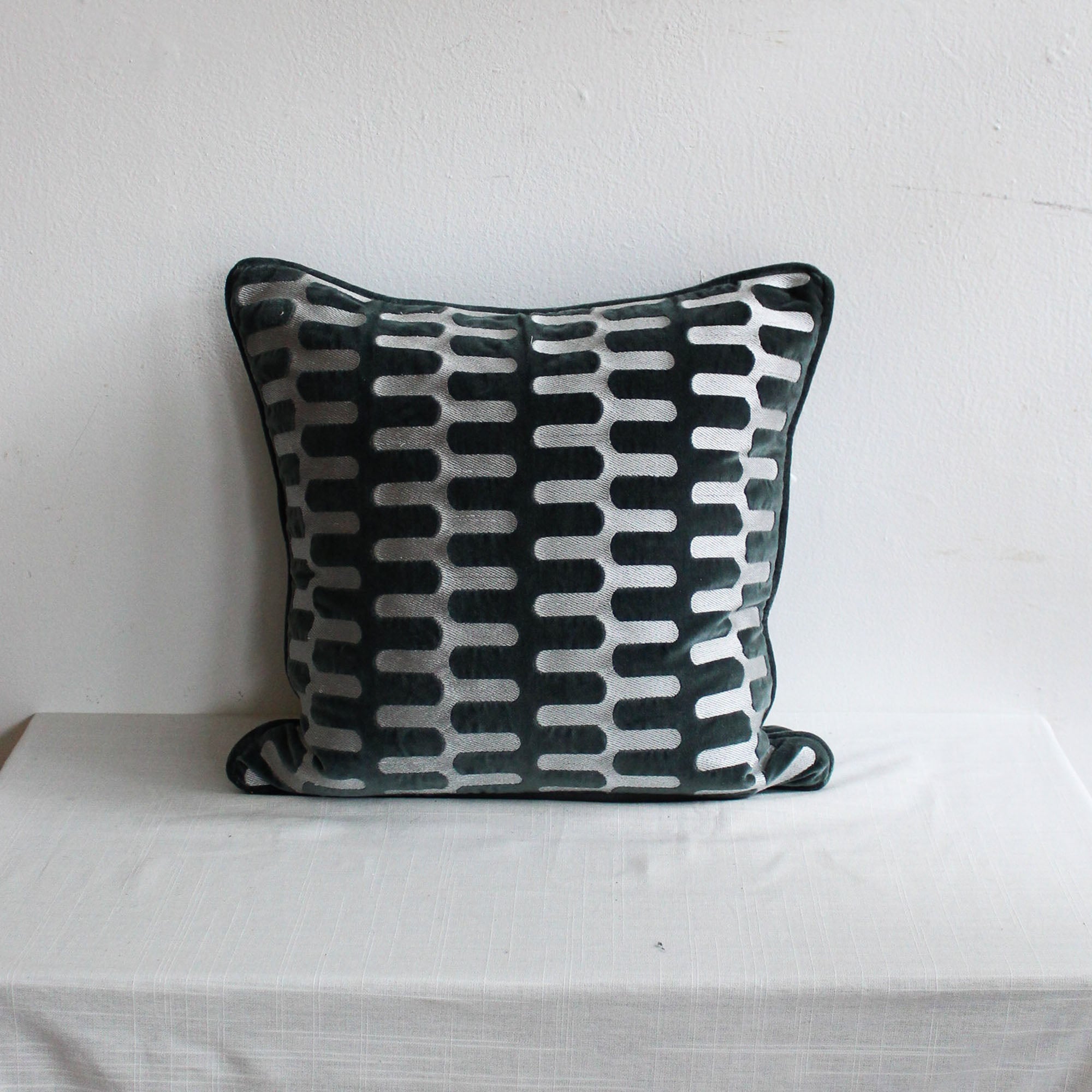 Velvet & Woven Rib Pattern Pillow