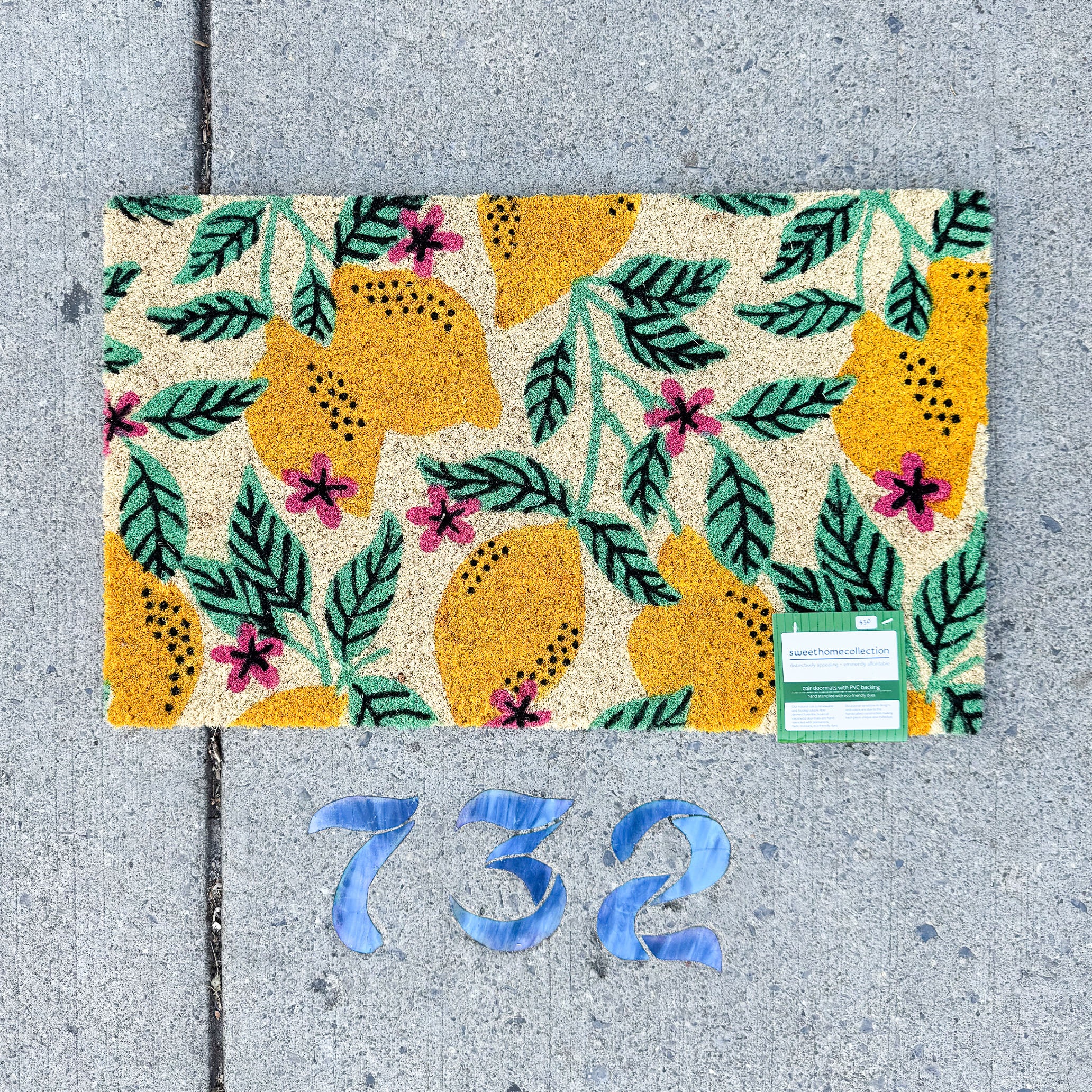 Lemon Print Coir Doormat