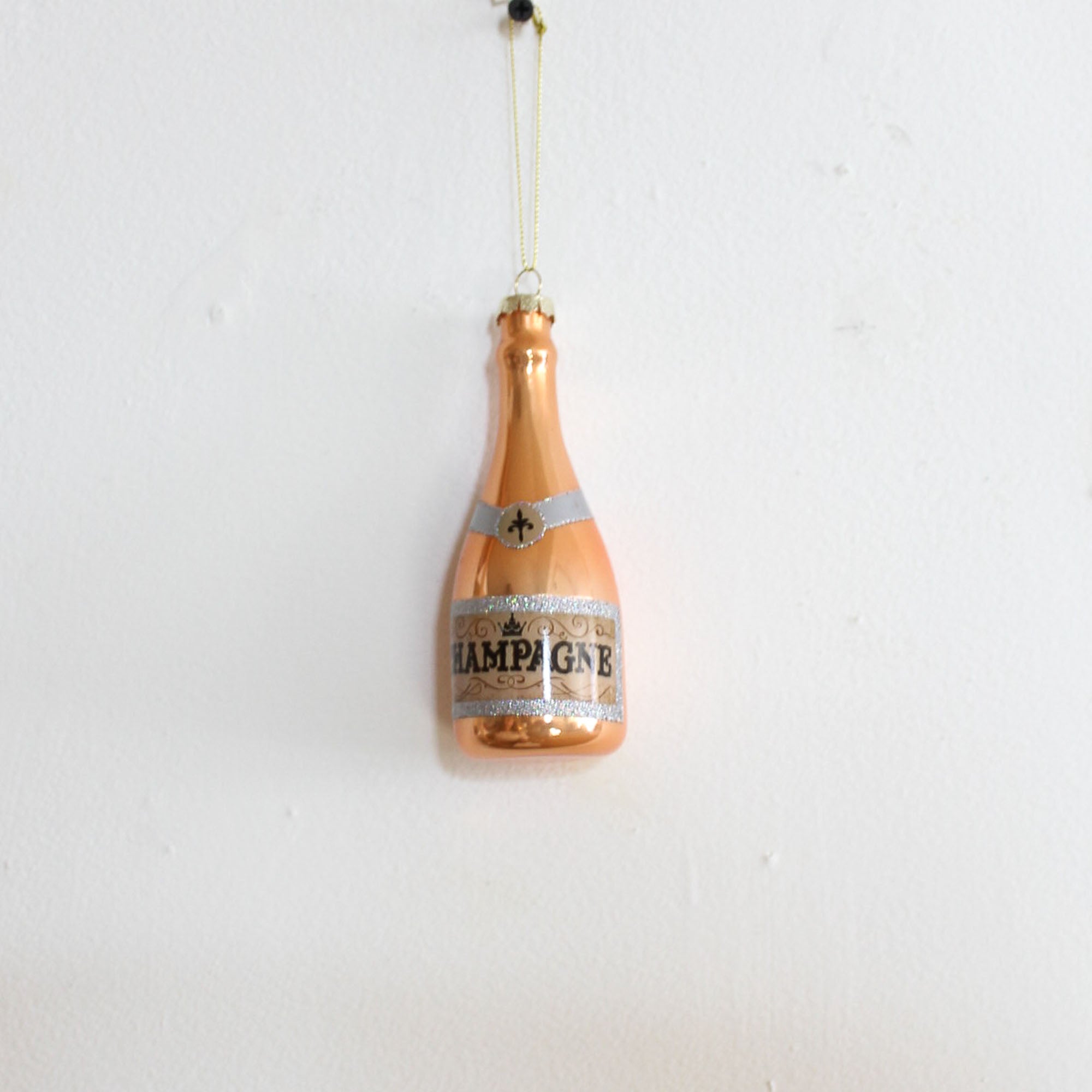 Glass Champagne Bottle Ornament