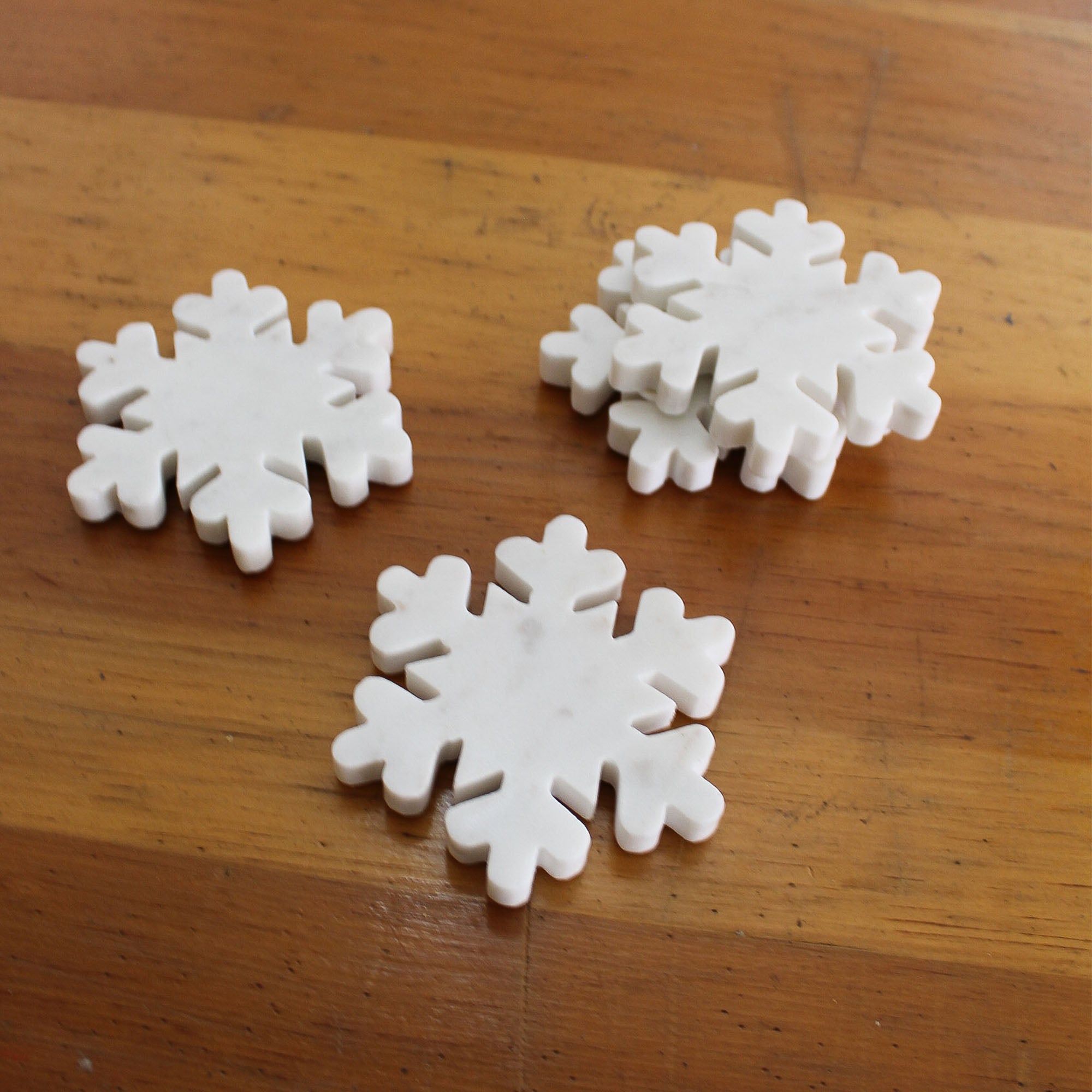 white marble snowflake coasters (set of 4)