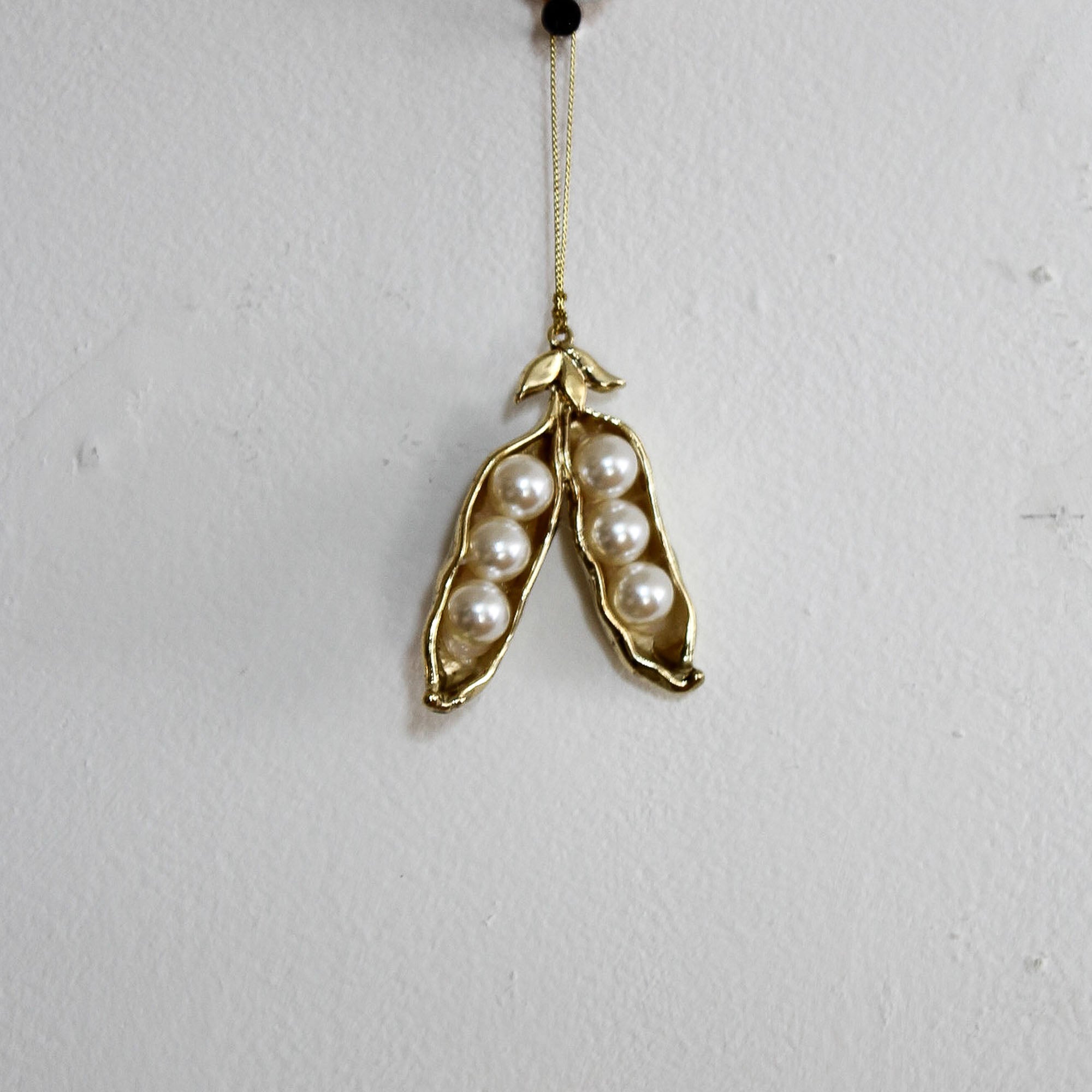 Brass & Pearl Pea Pod Ornament