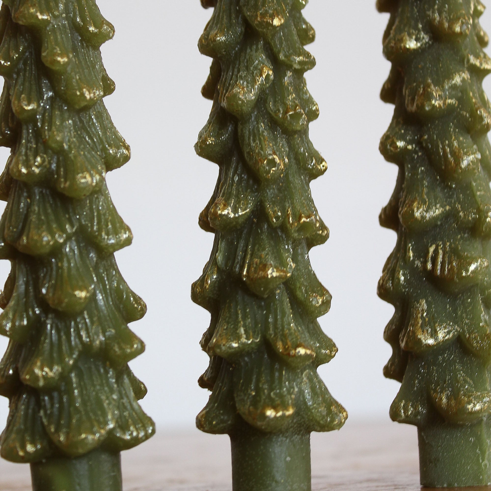 Green & Gold Tree Taper Candles