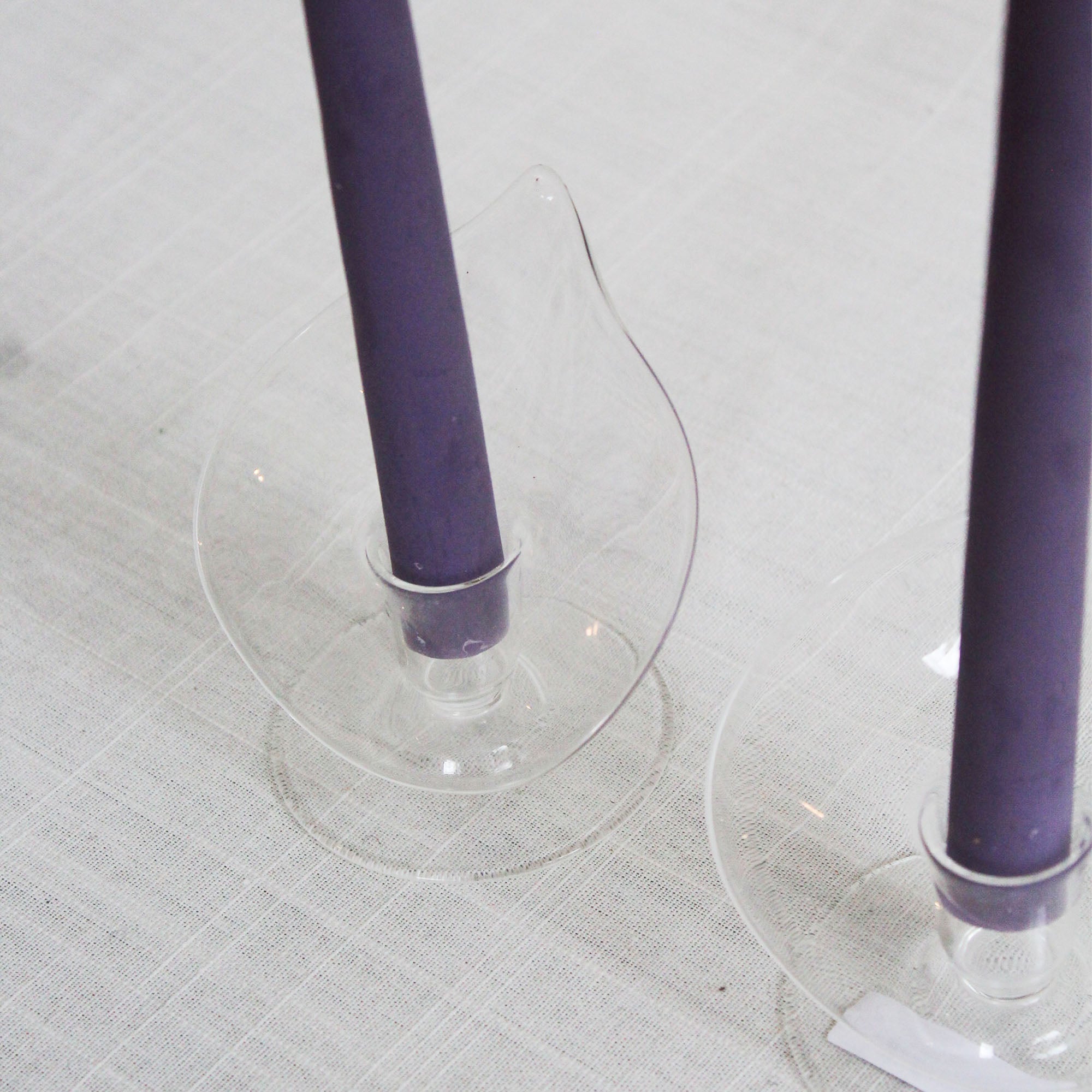 Glass Leaf Candle Holders (Pair)