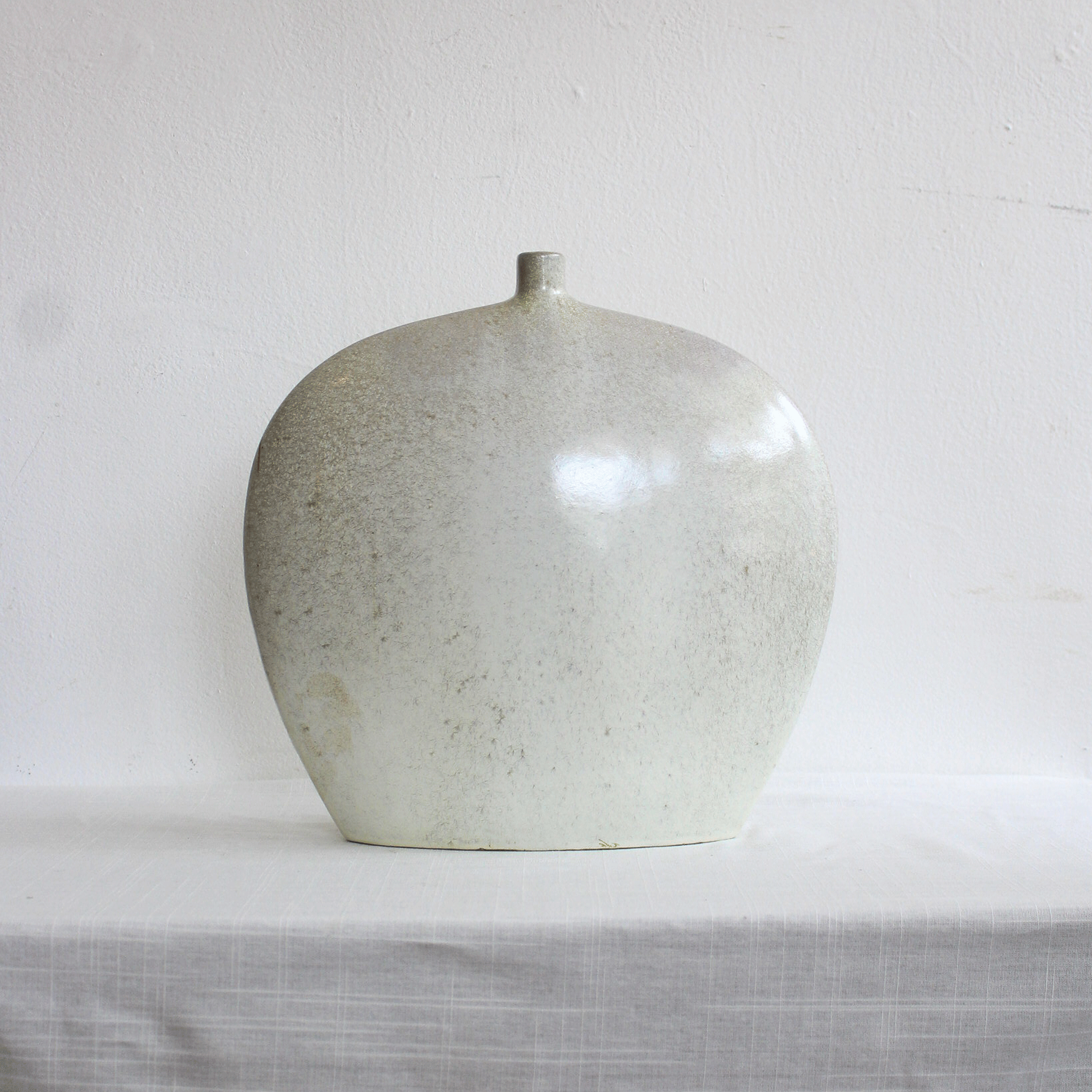 Large Flat Stoneware Vase