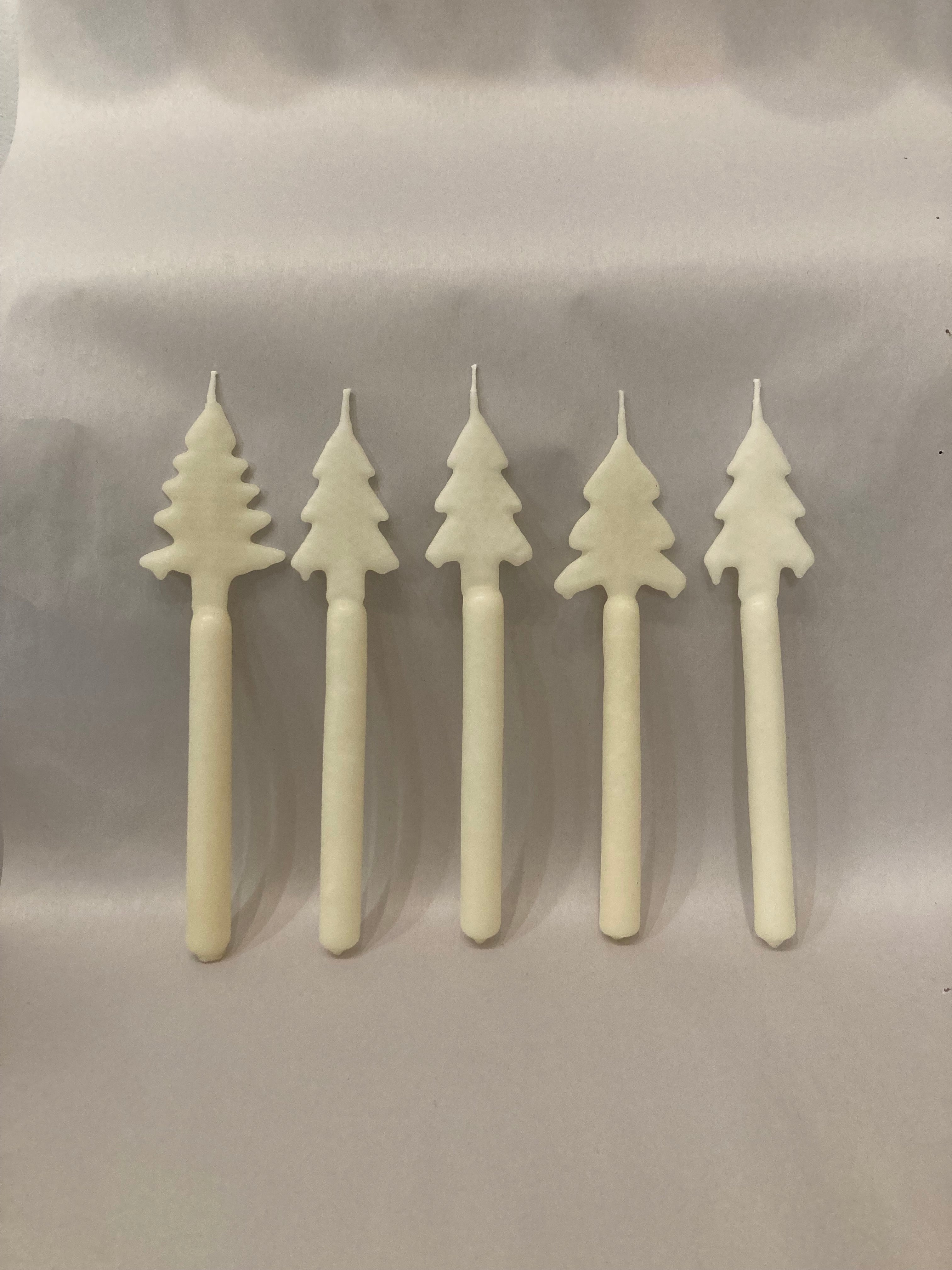 handmade white tree tapers 10"