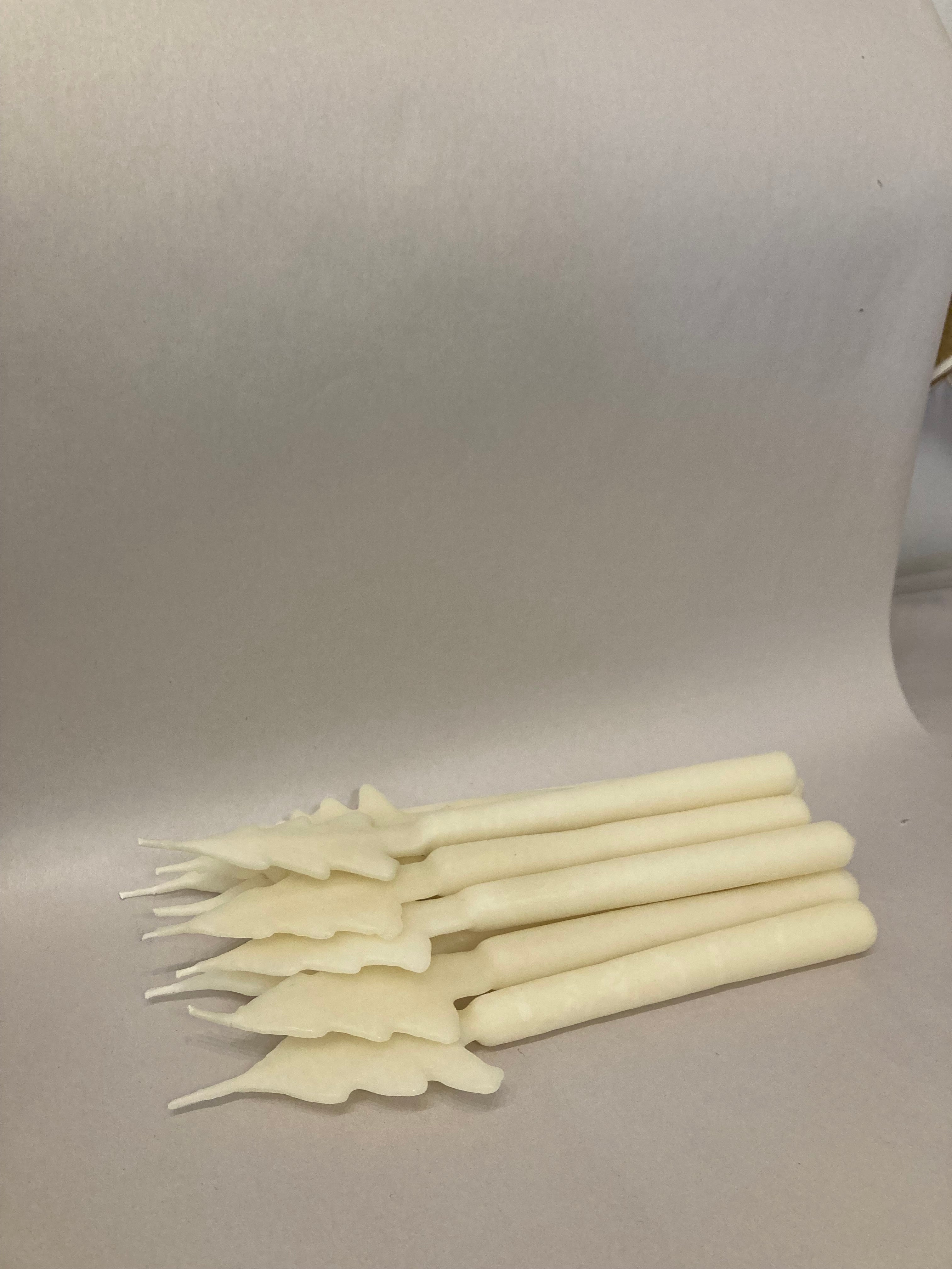 handmade white tree tapers 10"