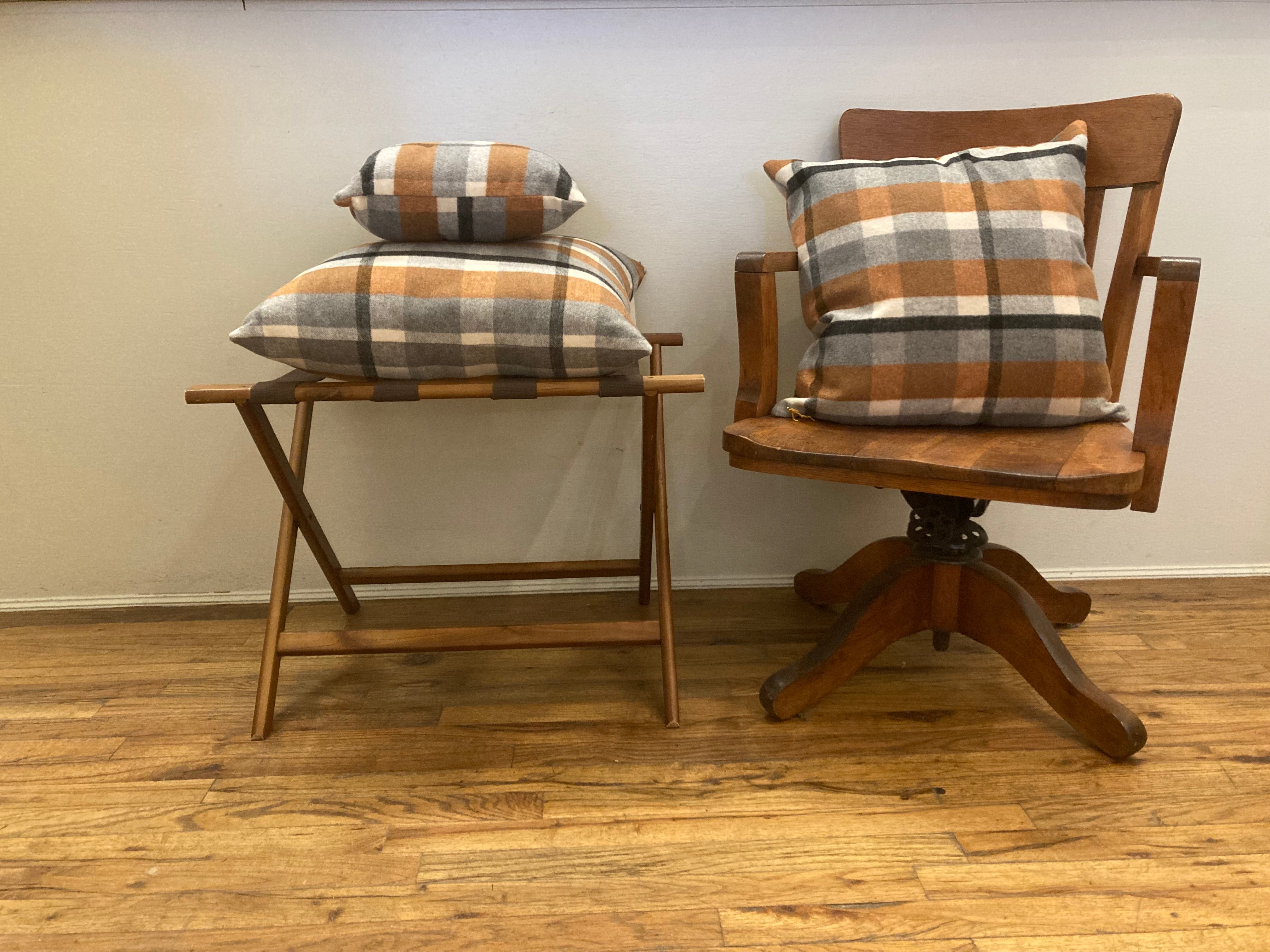 Brown/White/Black Plaid Pillow