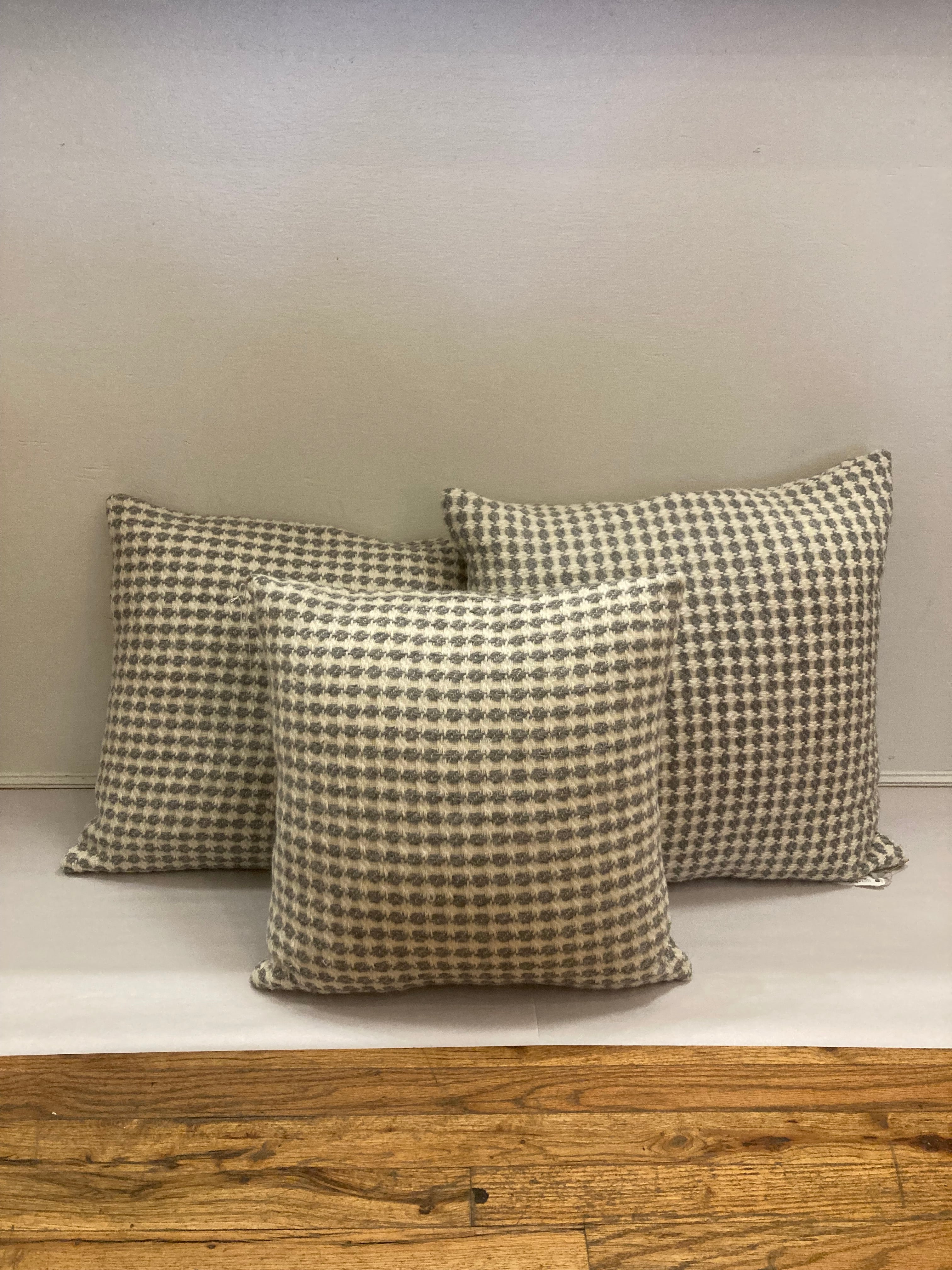 Large Handmade Dove & Ivory Woven Wool Cushion