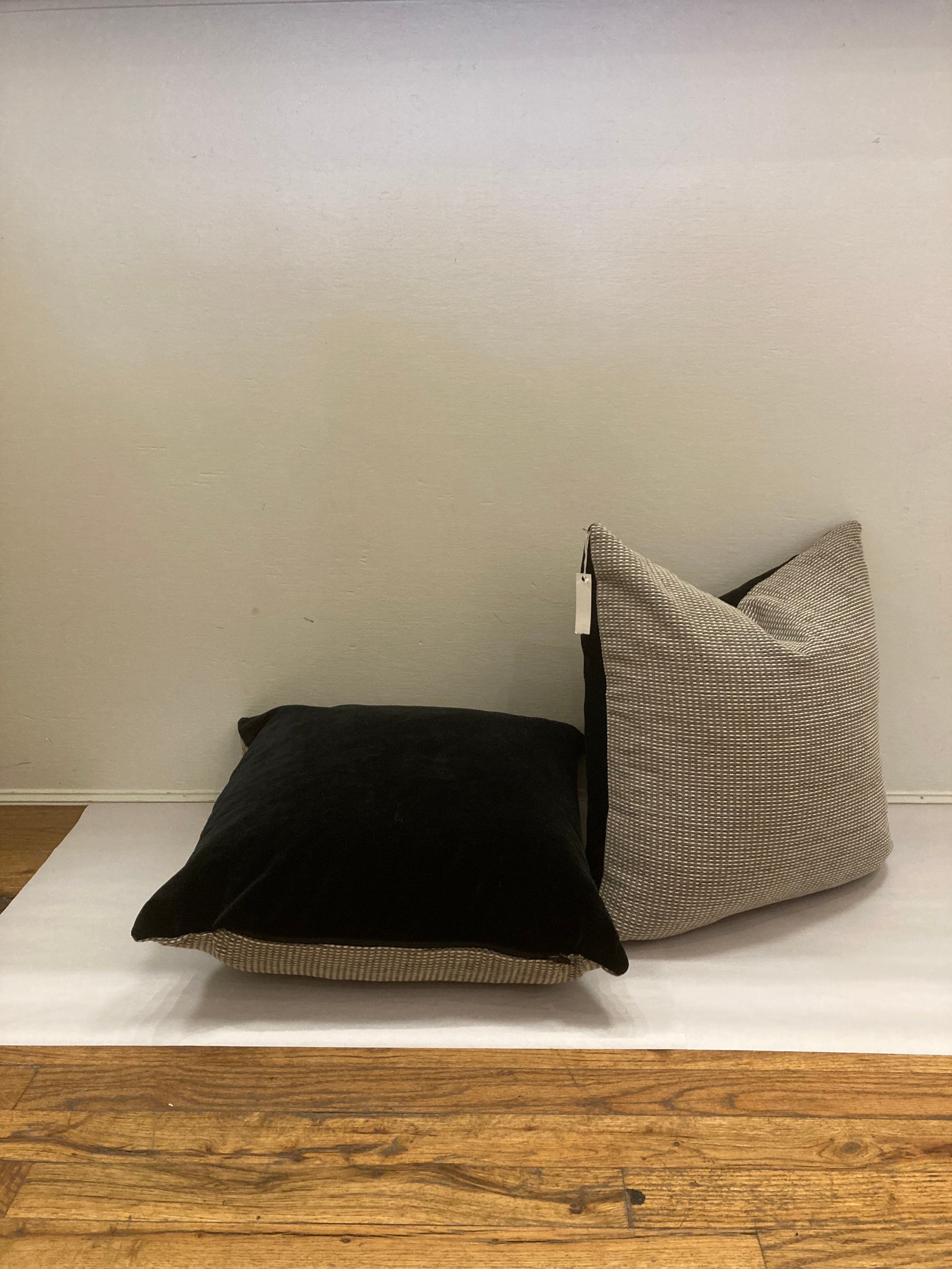 Pebble & Black Velvet Pillow