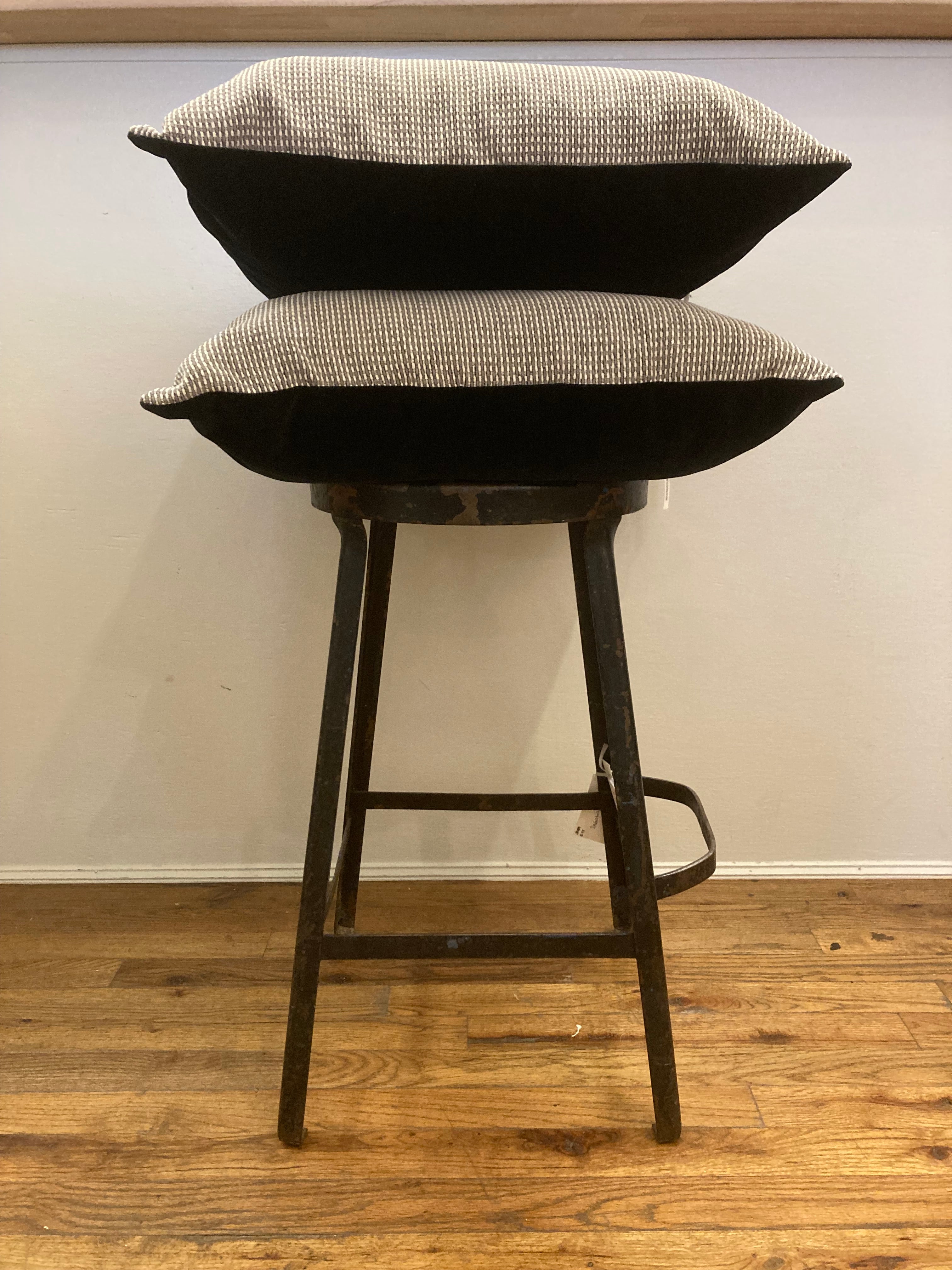 Pebble & Black Velvet Pillow