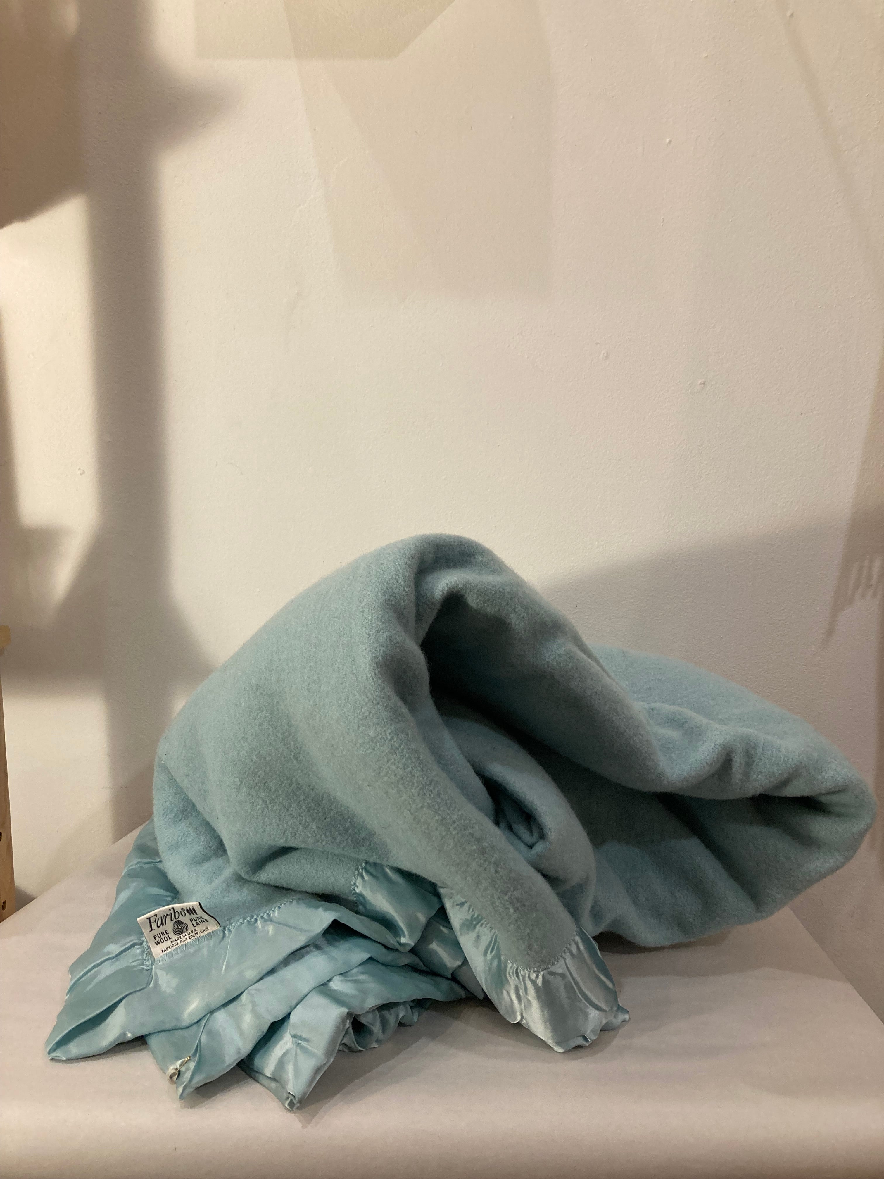 Full Size Vintage Aqua Wool Blanket