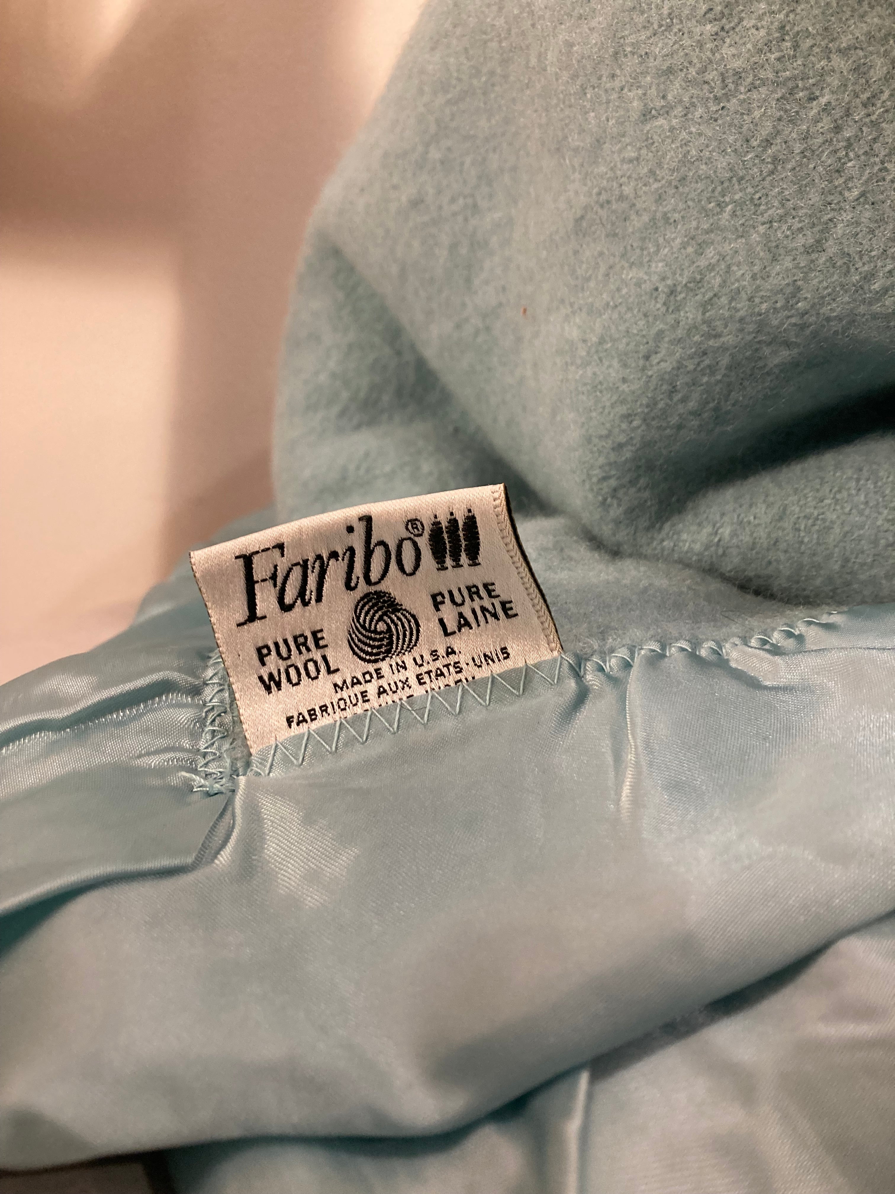 Full Size Vintage Aqua Wool Blanket