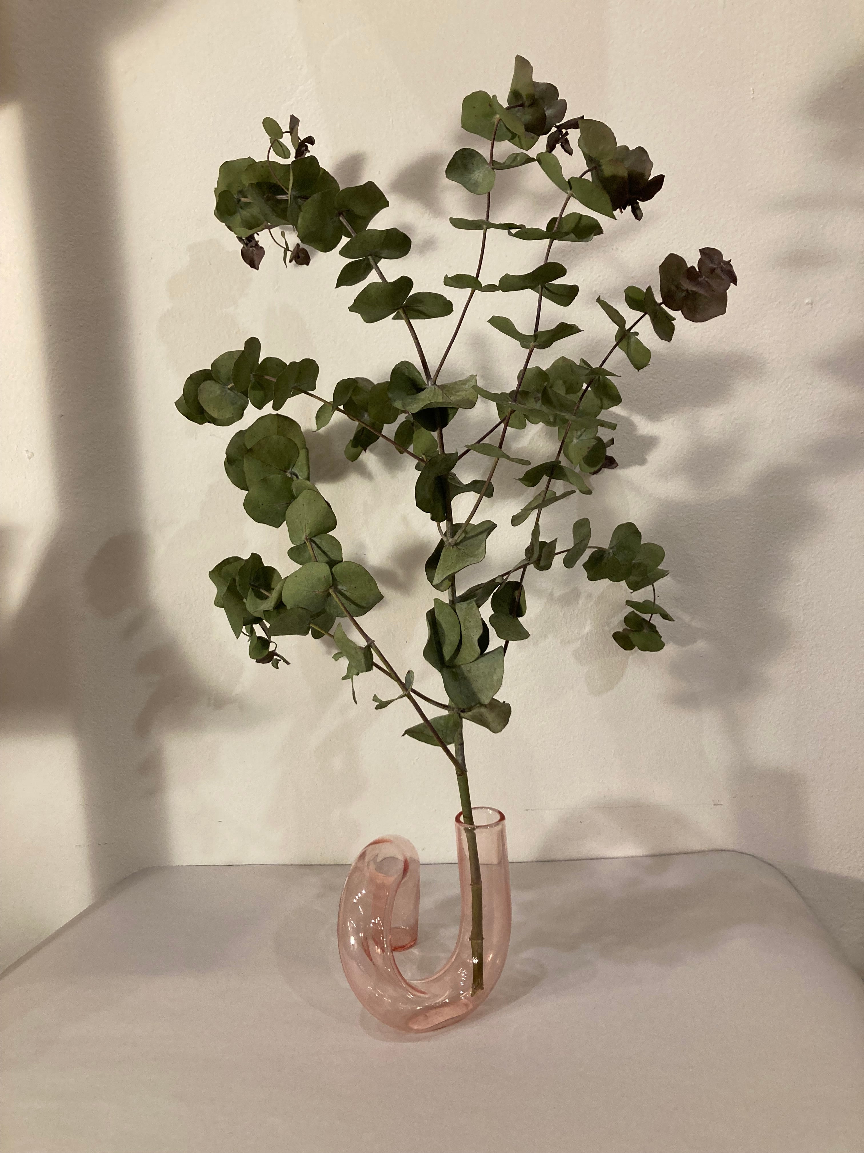 Pink glass tube vase