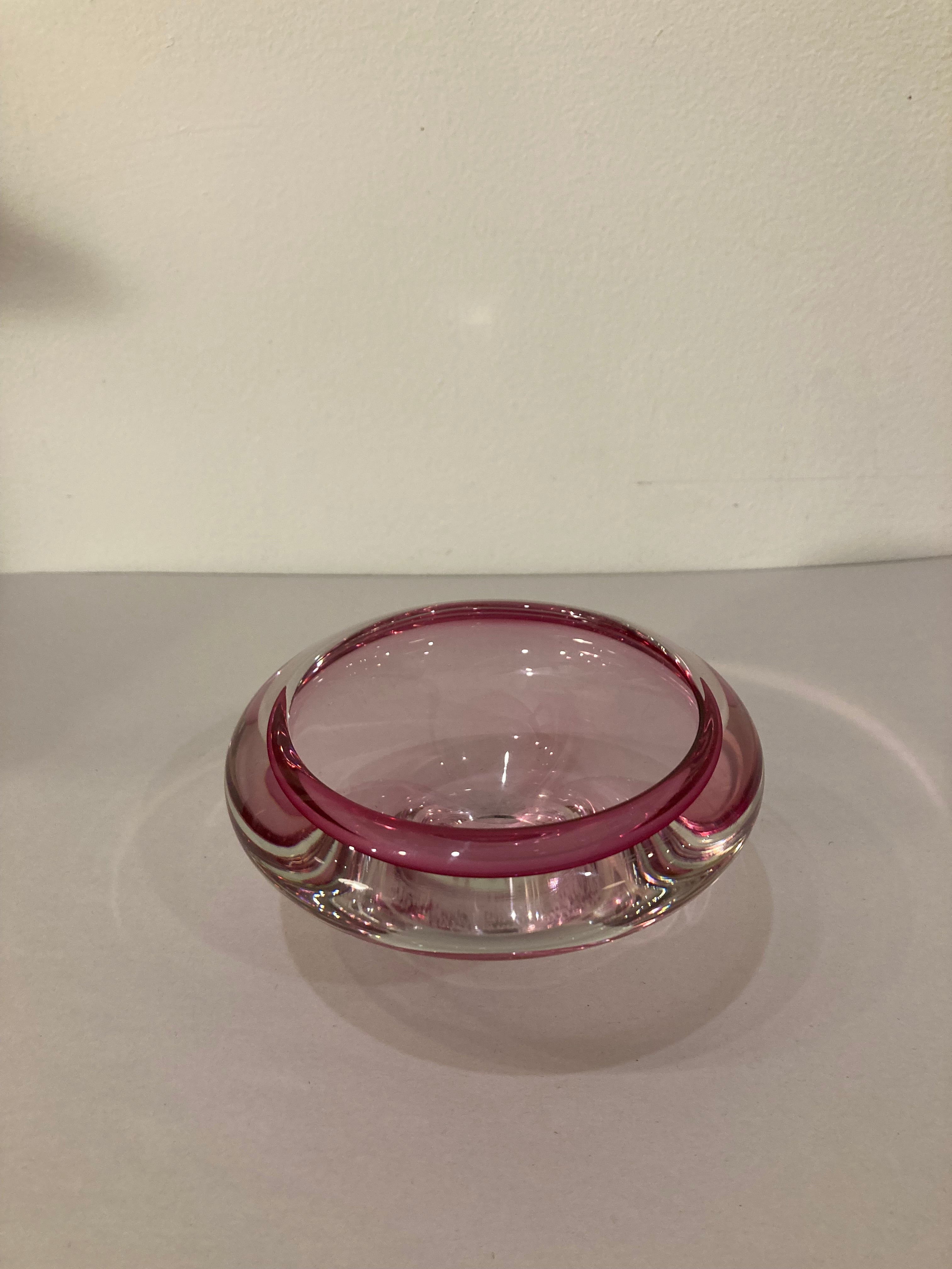 Signed Friedrich O's Kristall Glass Amethyst dish, 70s