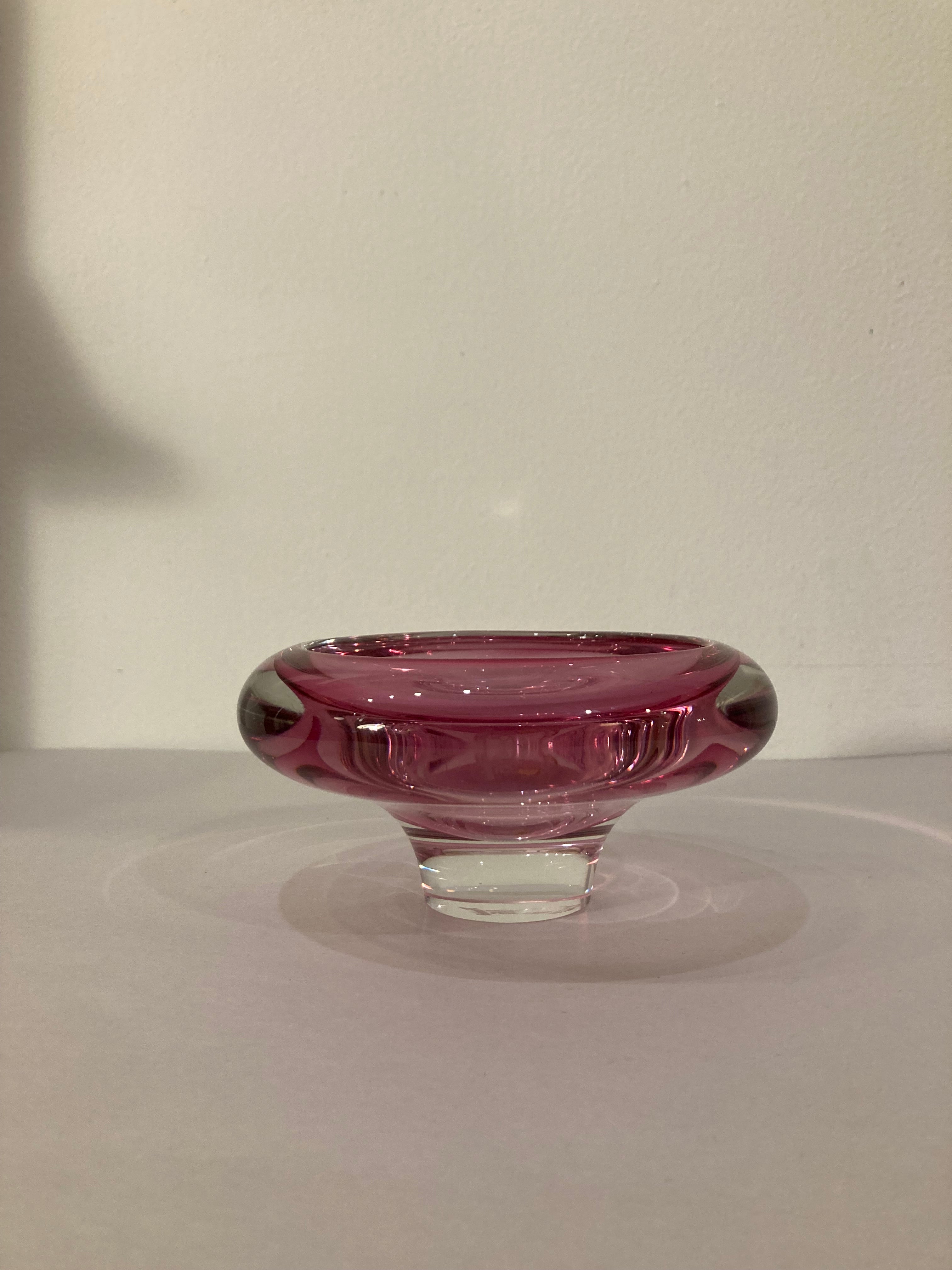 Signed Friedrich O's Kristall Glass Amethyst dish, 70s