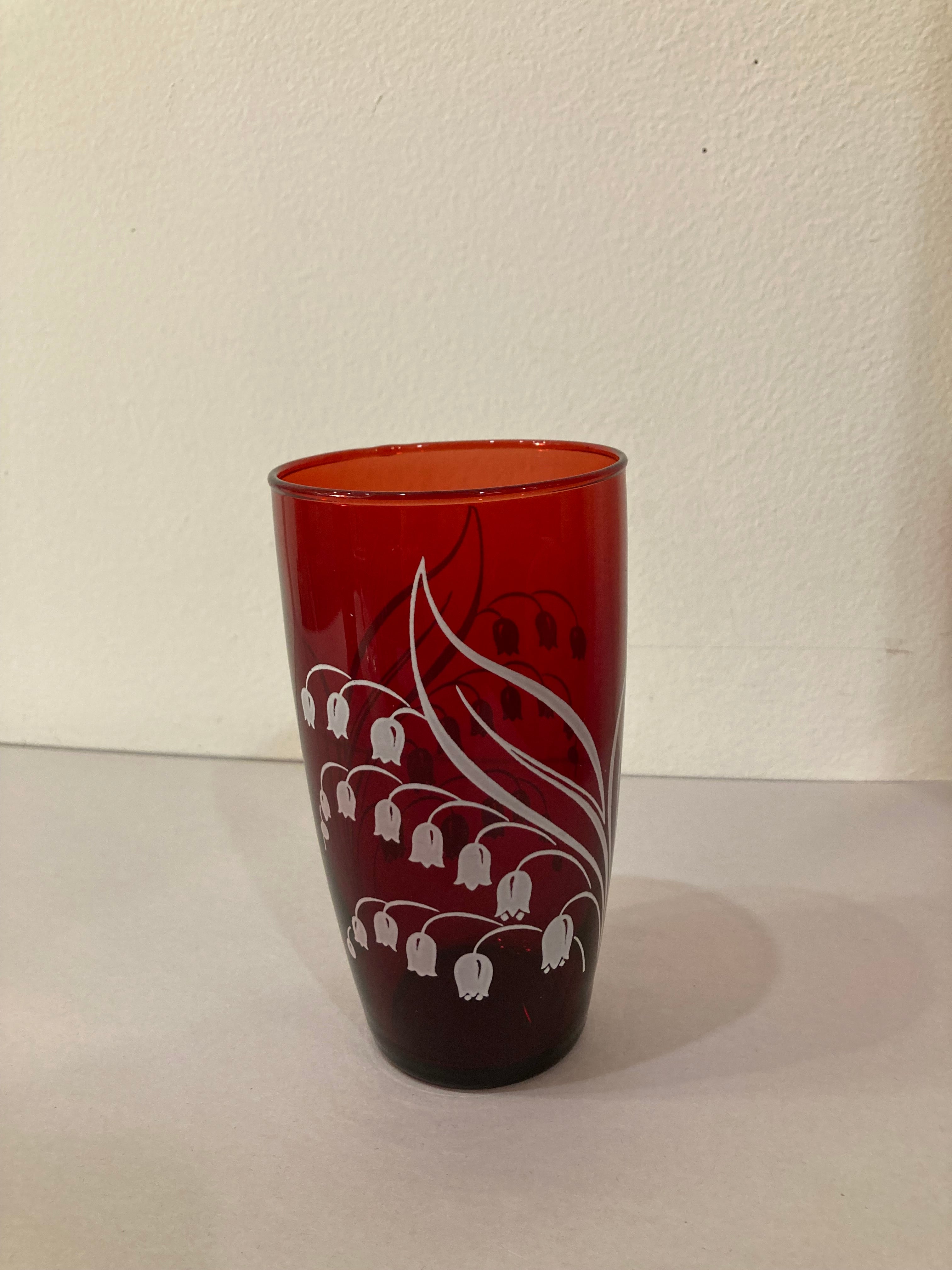 red snowdrop glass