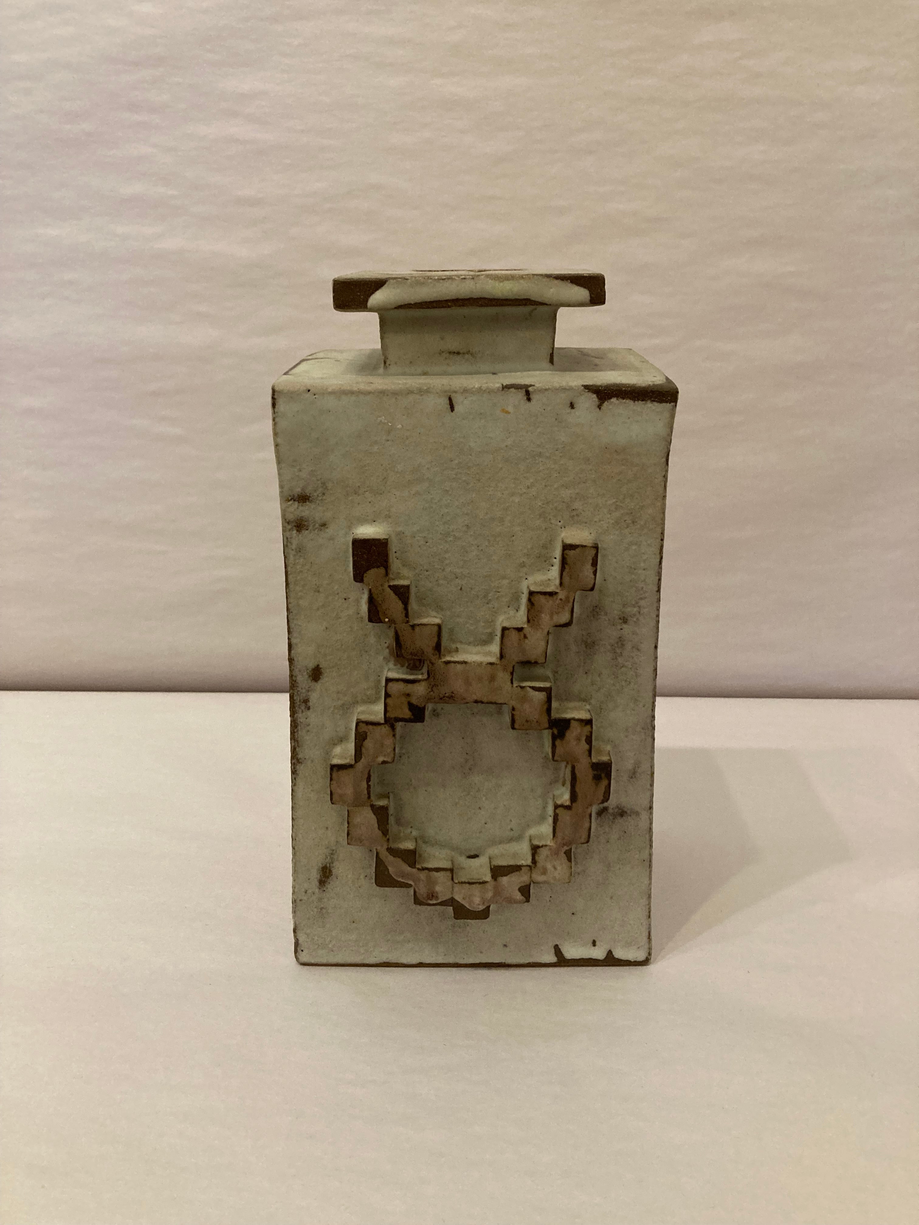Square Stoneware Vase, Handmade