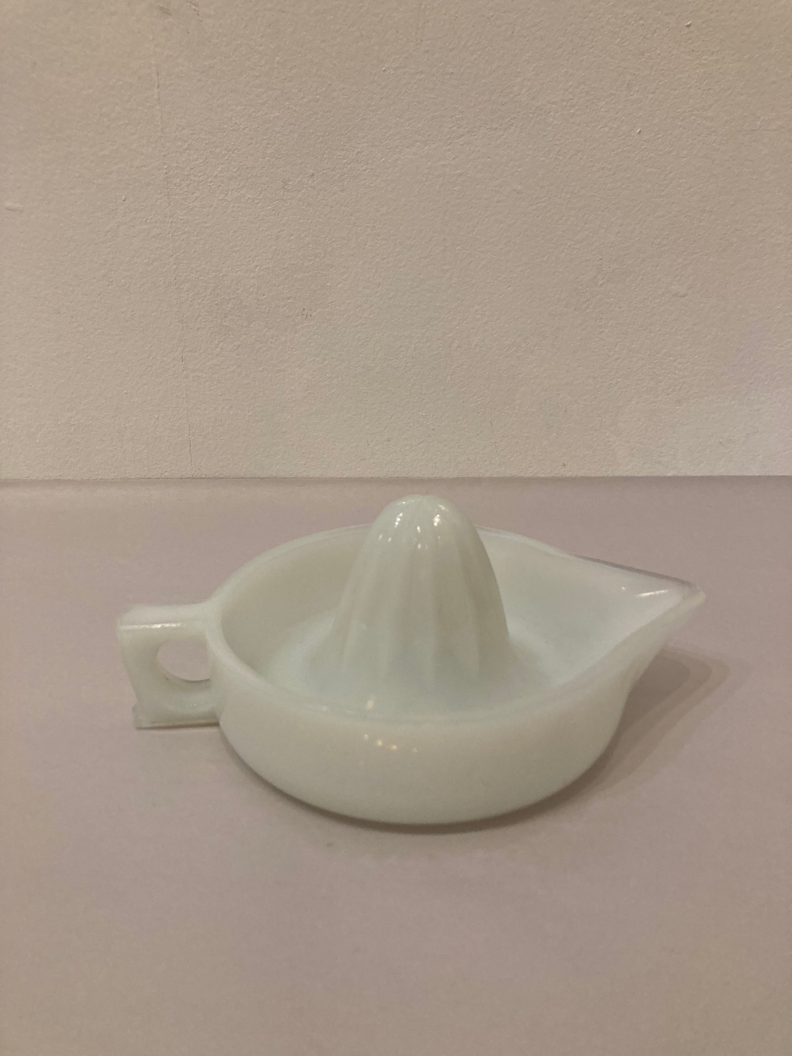 milk glass "Sunkist" lemon juicer