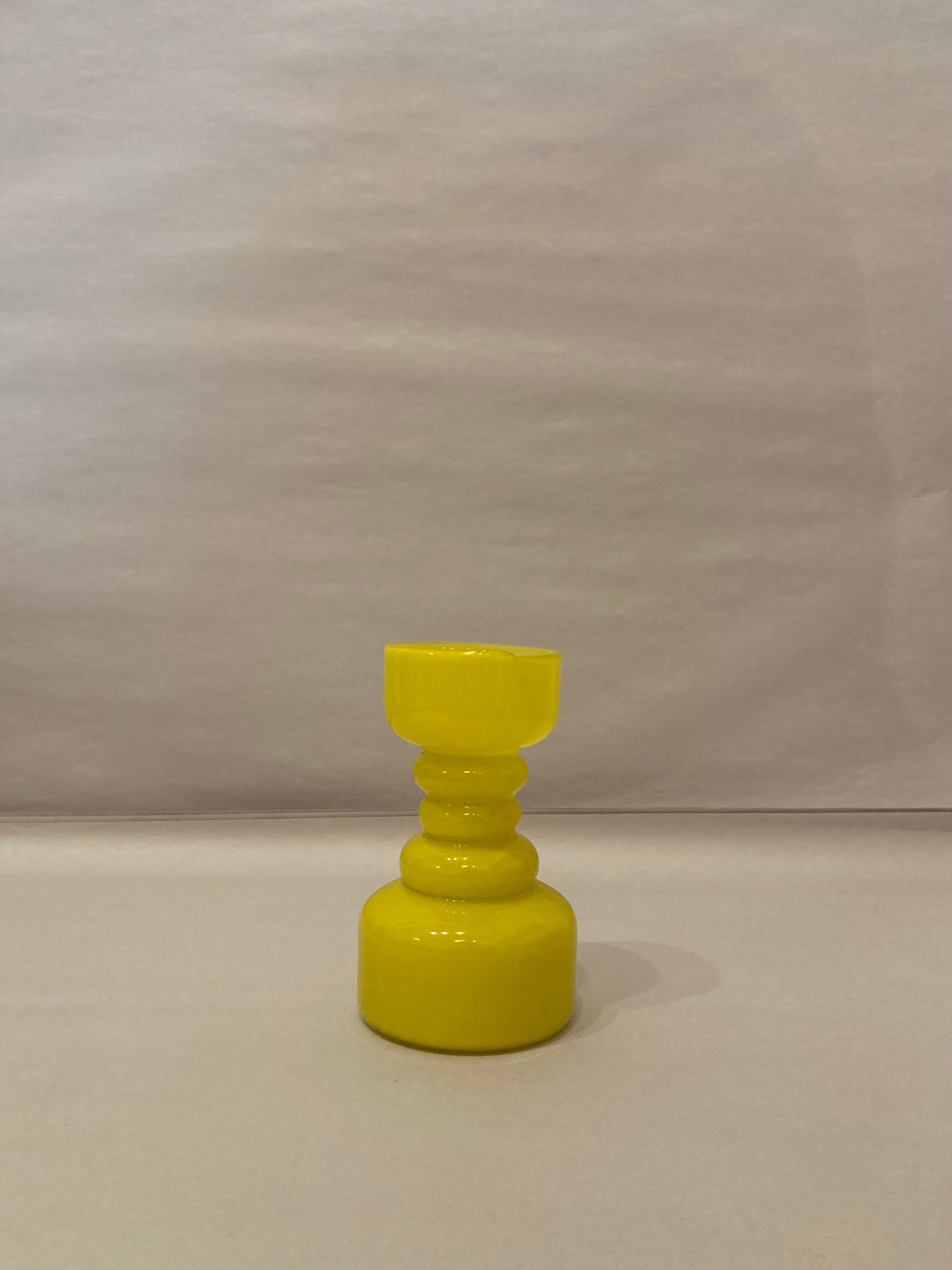 yellow 60's Hirschberg German hooped glass vase