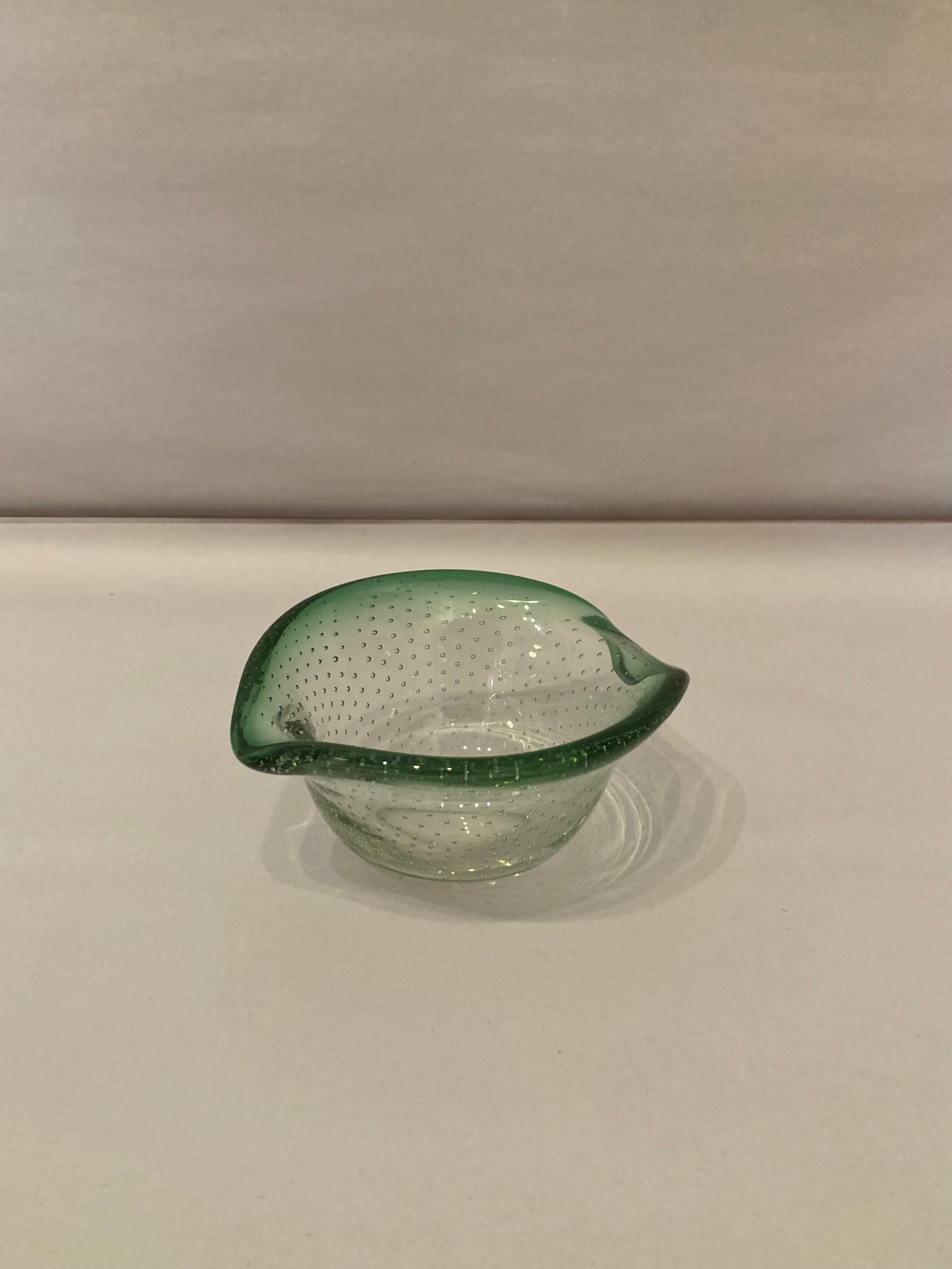 Green 60s Bullicante Murano Glass Pouring Bowl