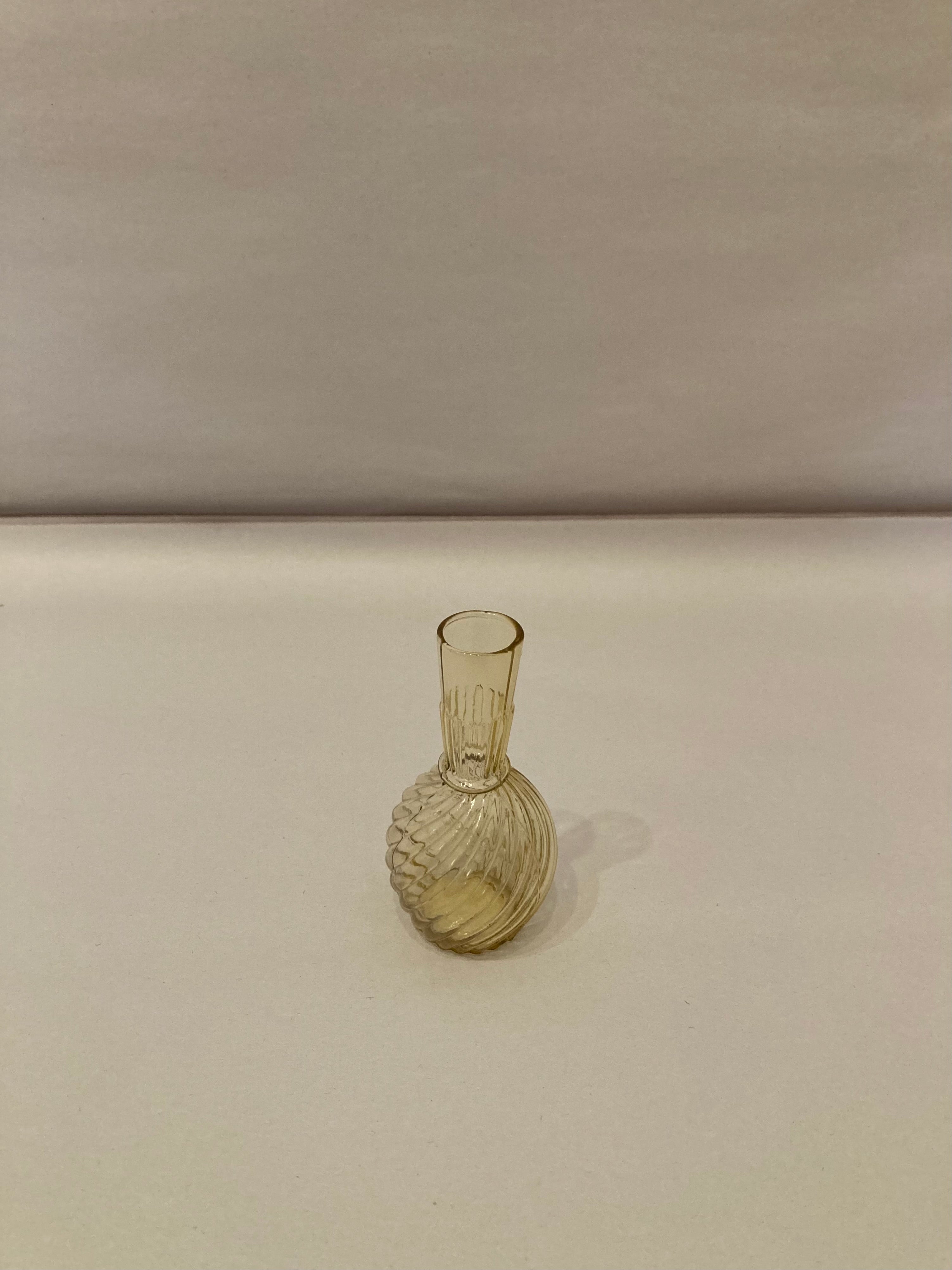 vintage mini optic swirl bud vase, yellow