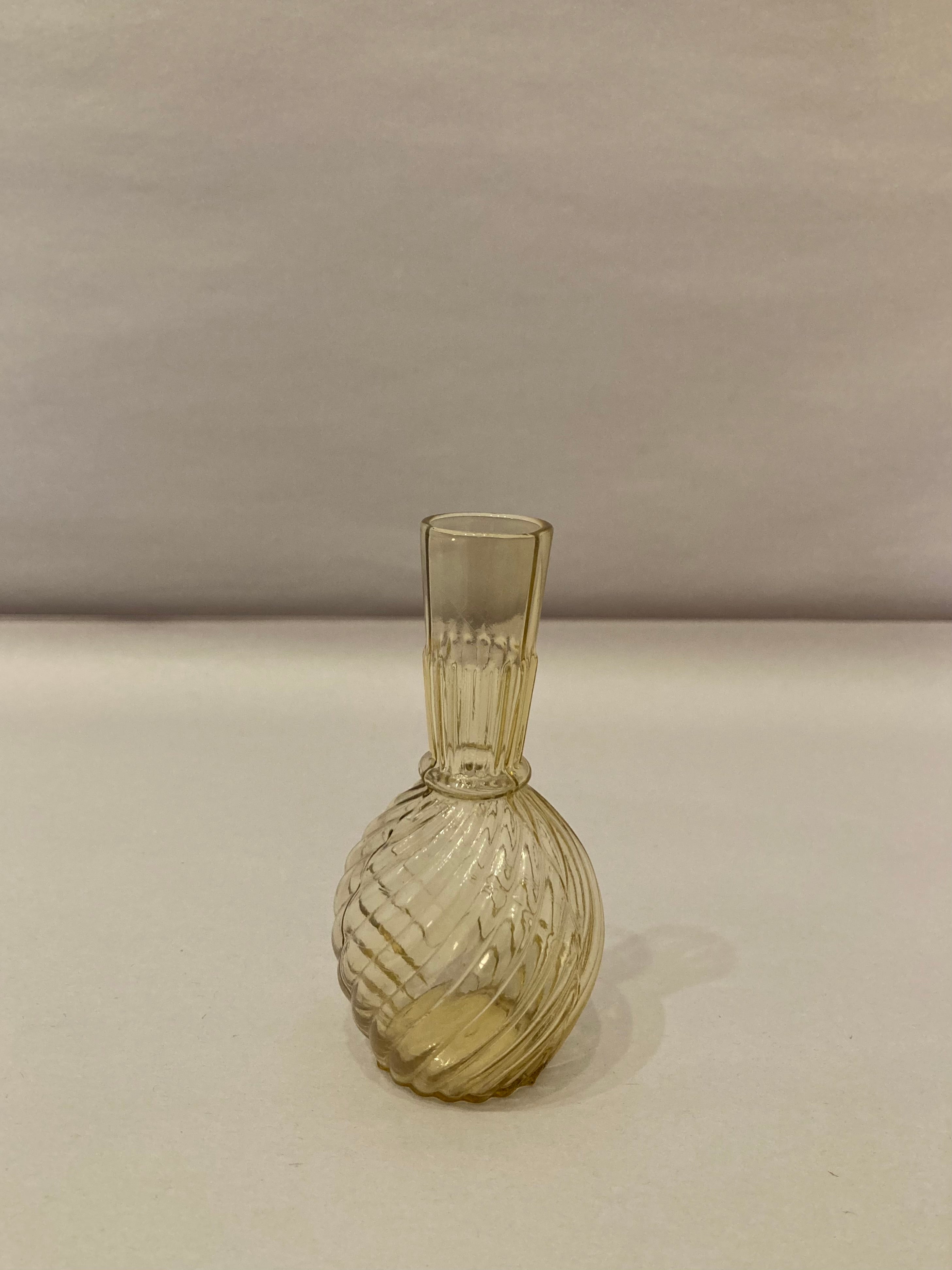 vintage mini optic swirl bud vase, yellow