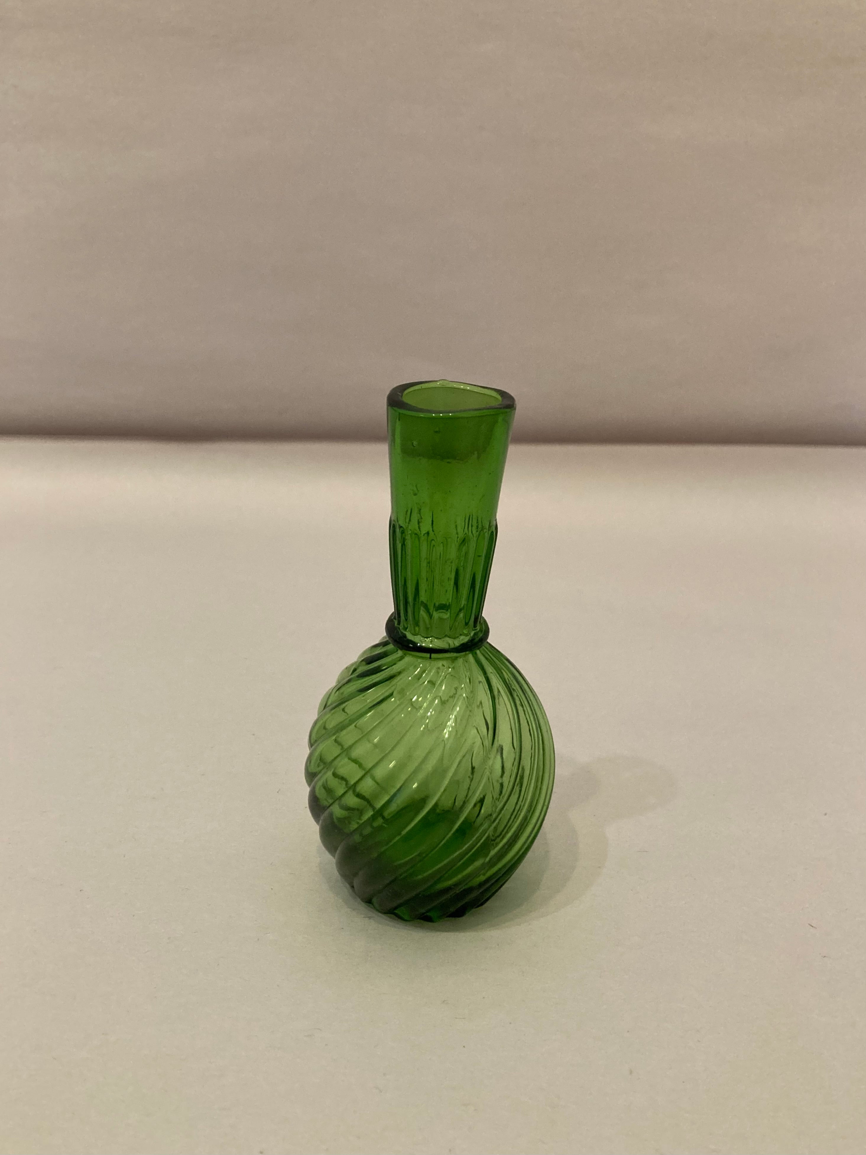 vintage mini optic swirl bud vase, green