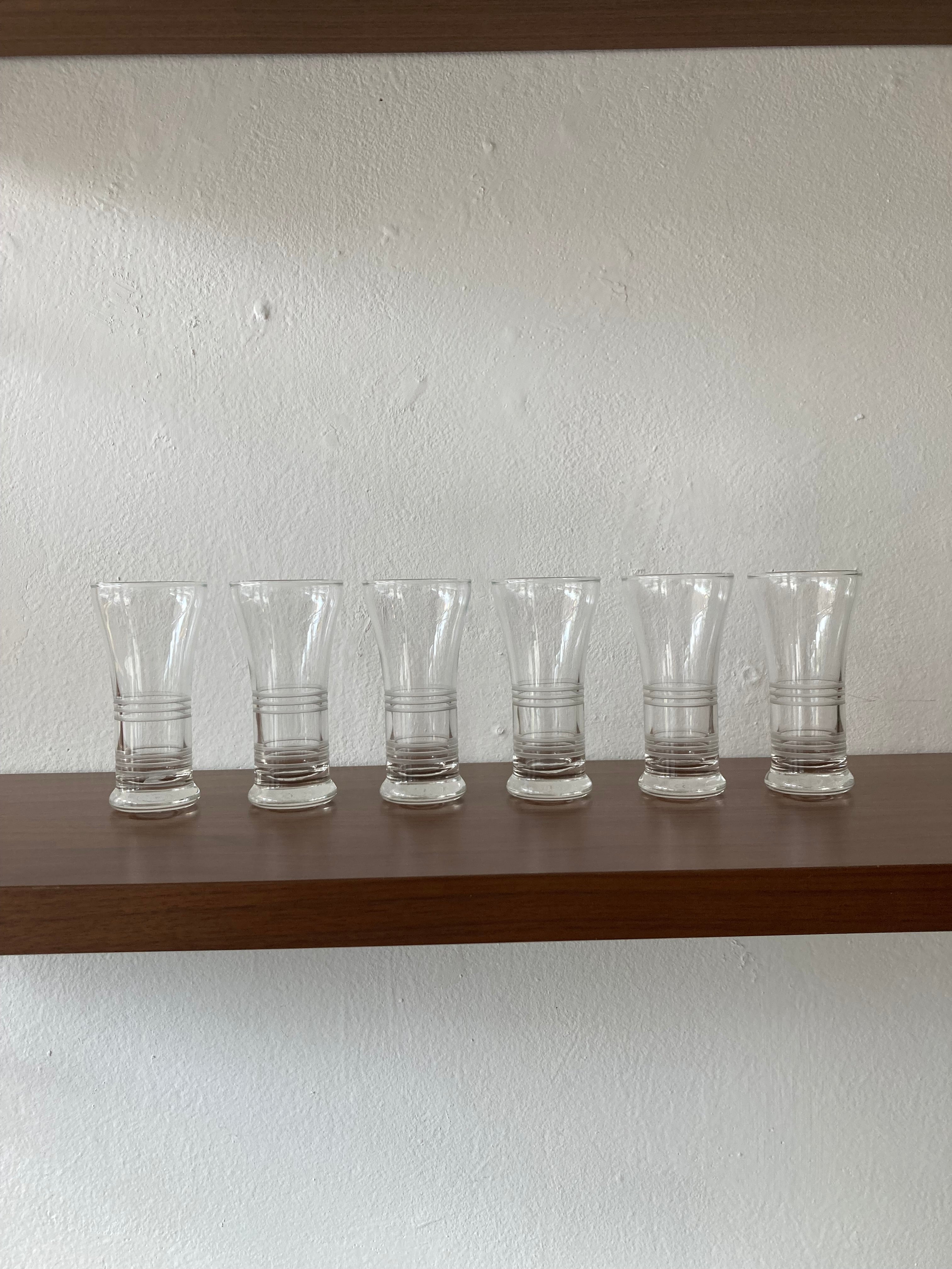 stripe etched juice glasses -set of 6