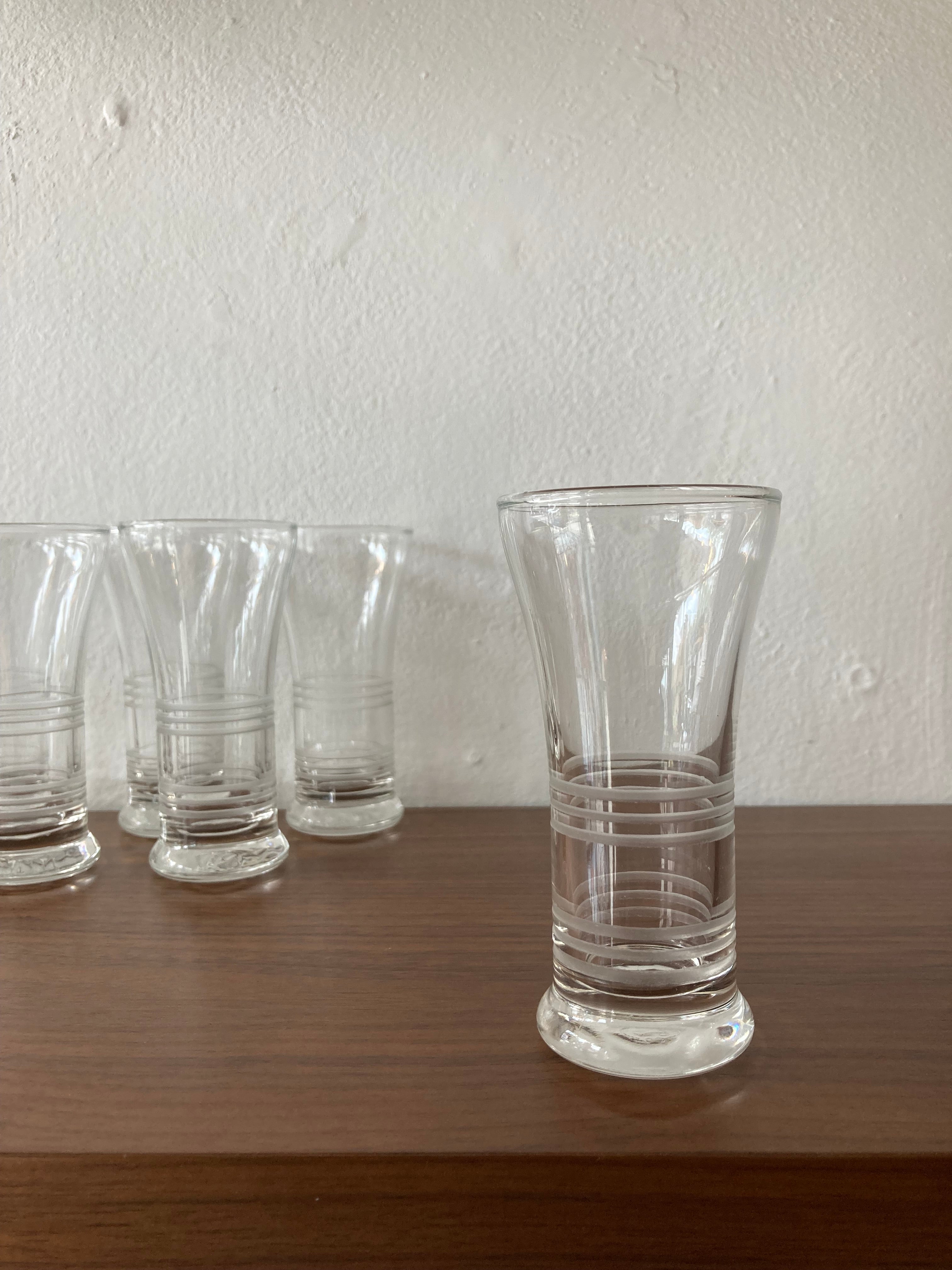 stripe etched juice glasses -set of 6