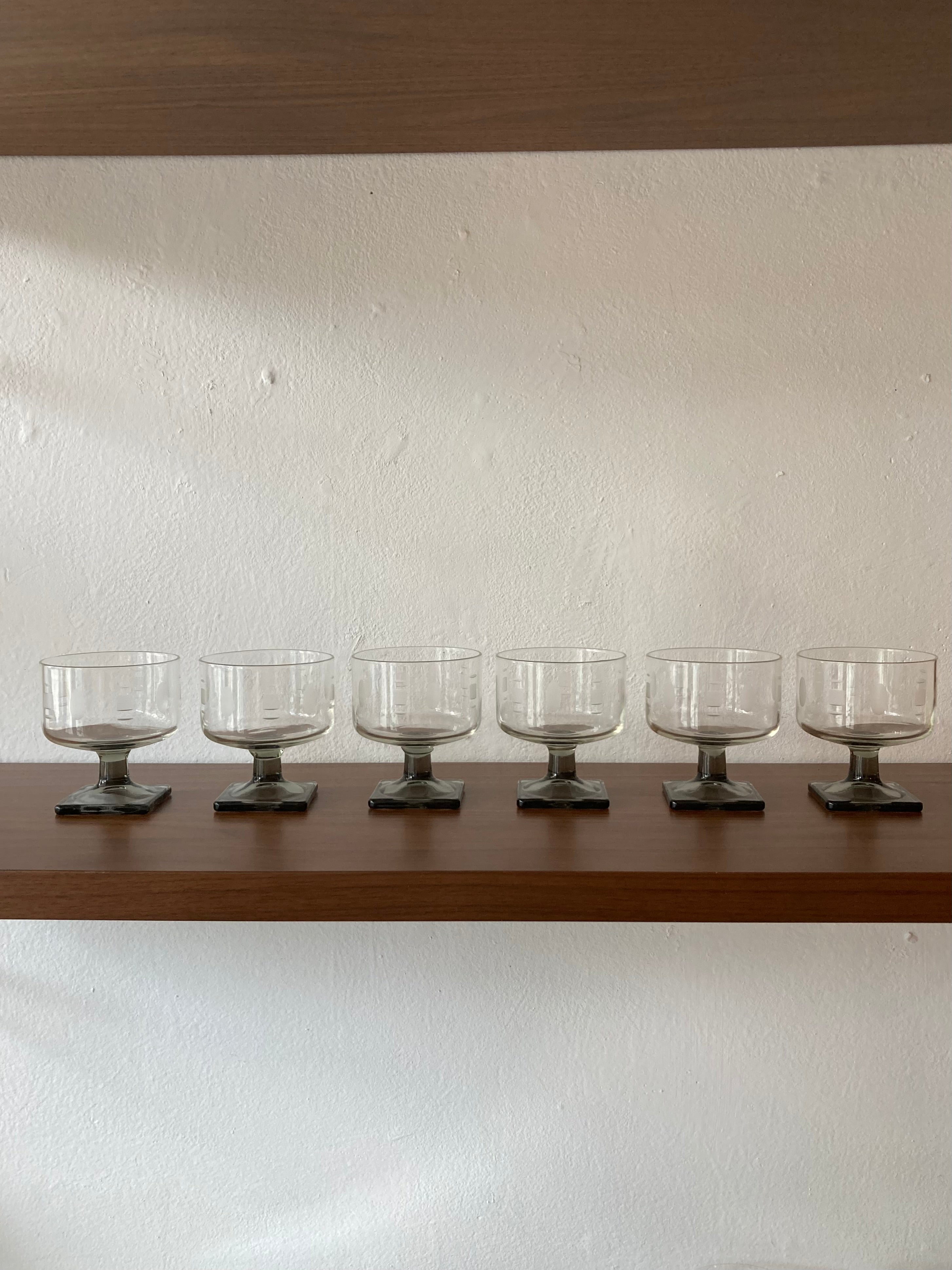 vintage Federal Glass smoke grey- set of 6