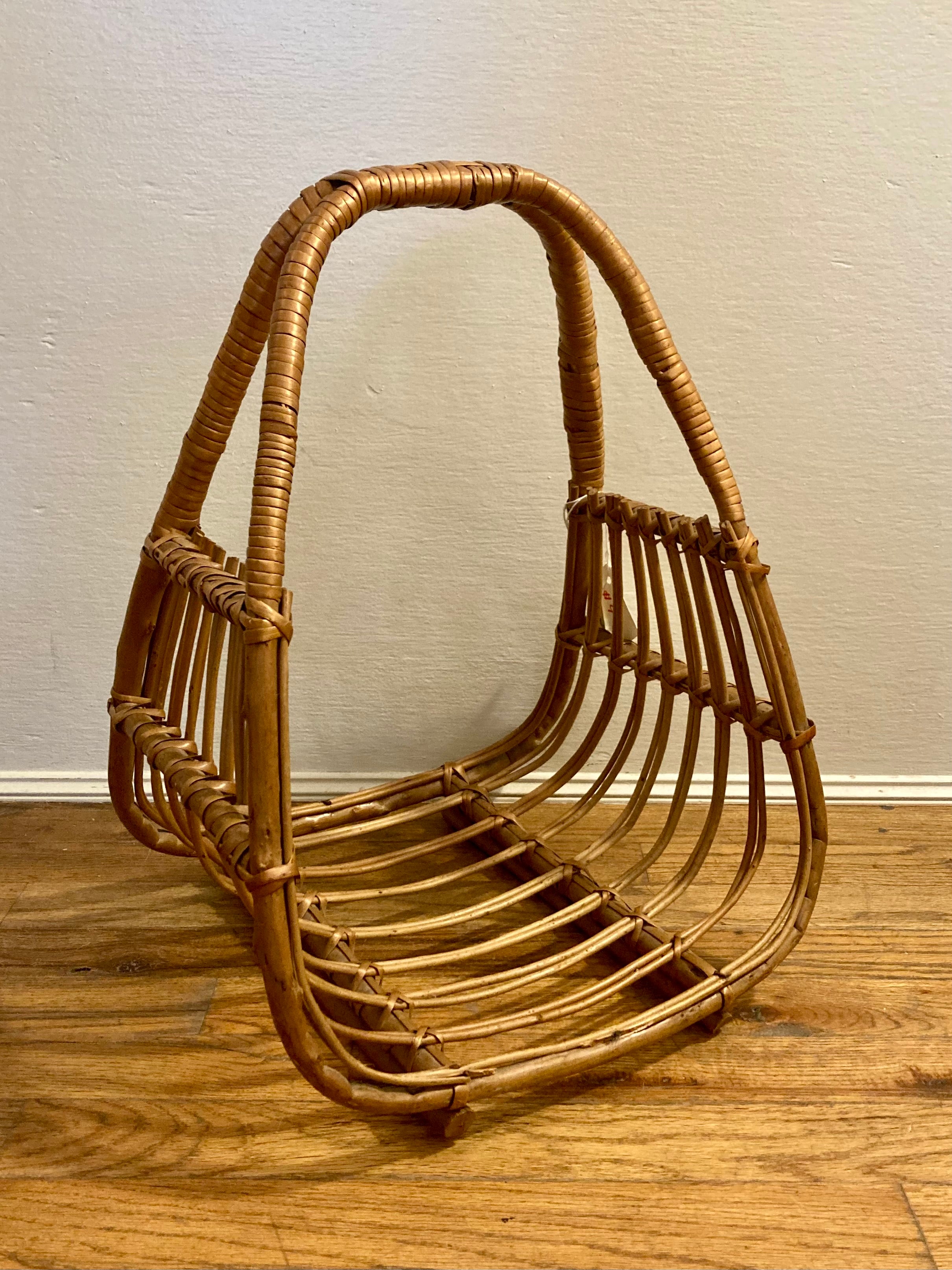 1960's rattan magazine holder