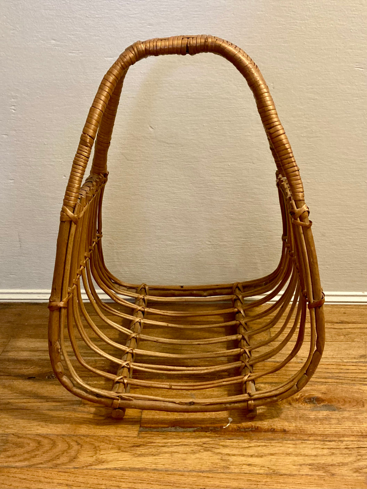 1960's rattan magazine holder
