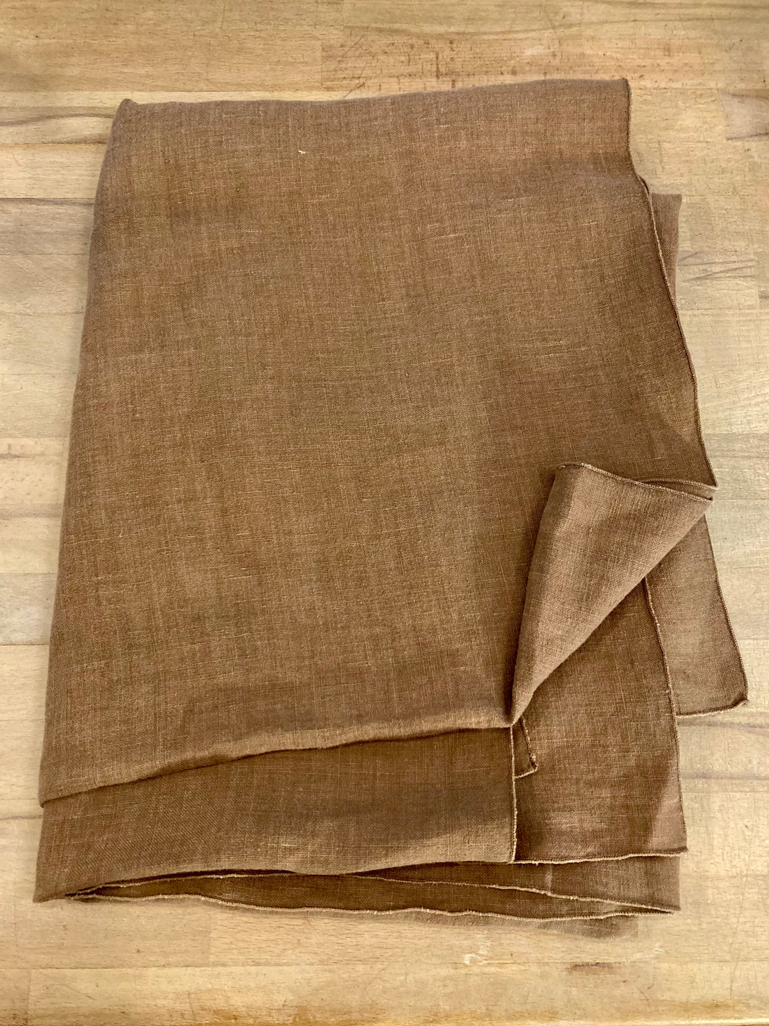 brown linen table cloth 67"x51"