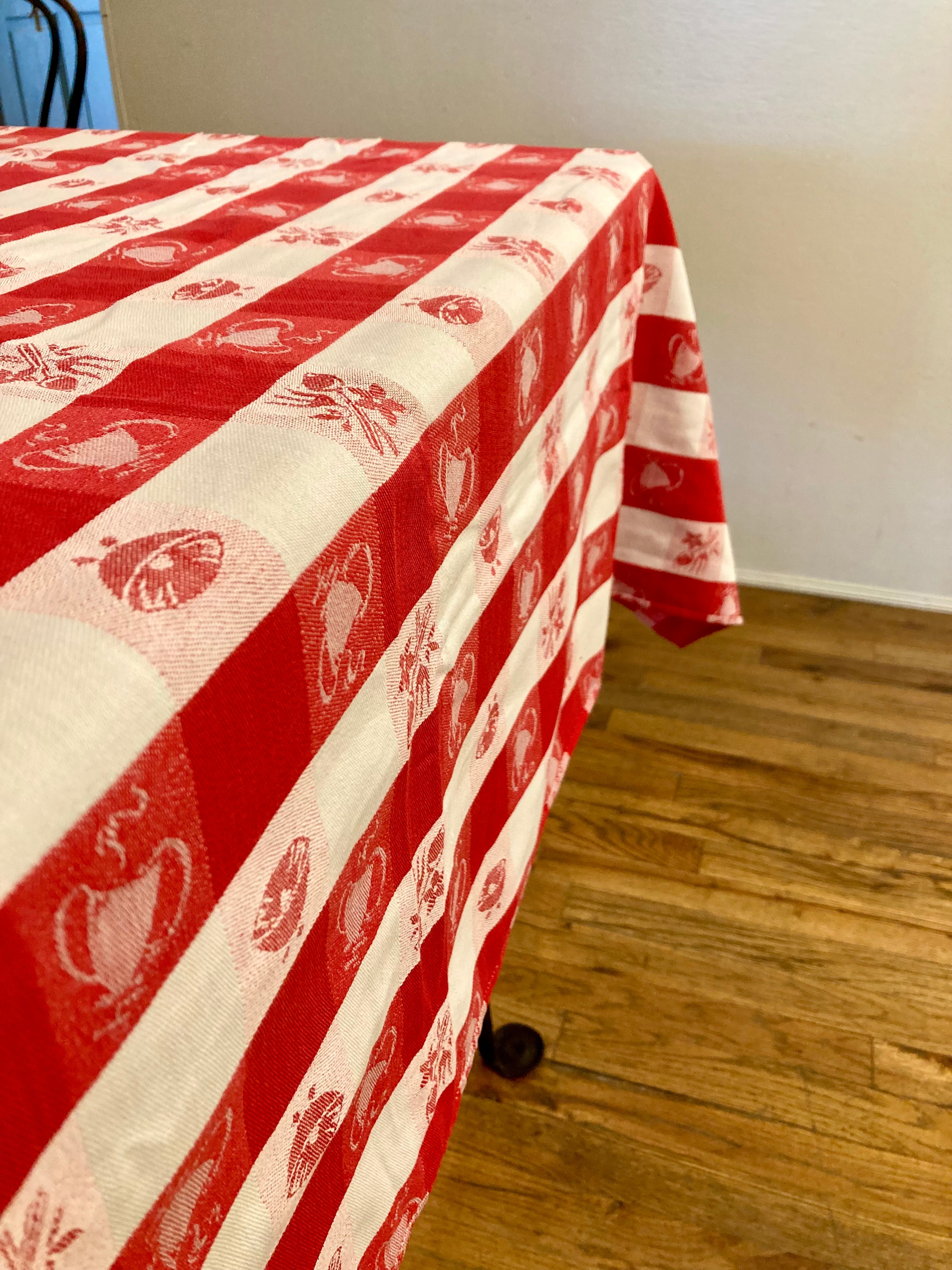 red & white checkered table cloth