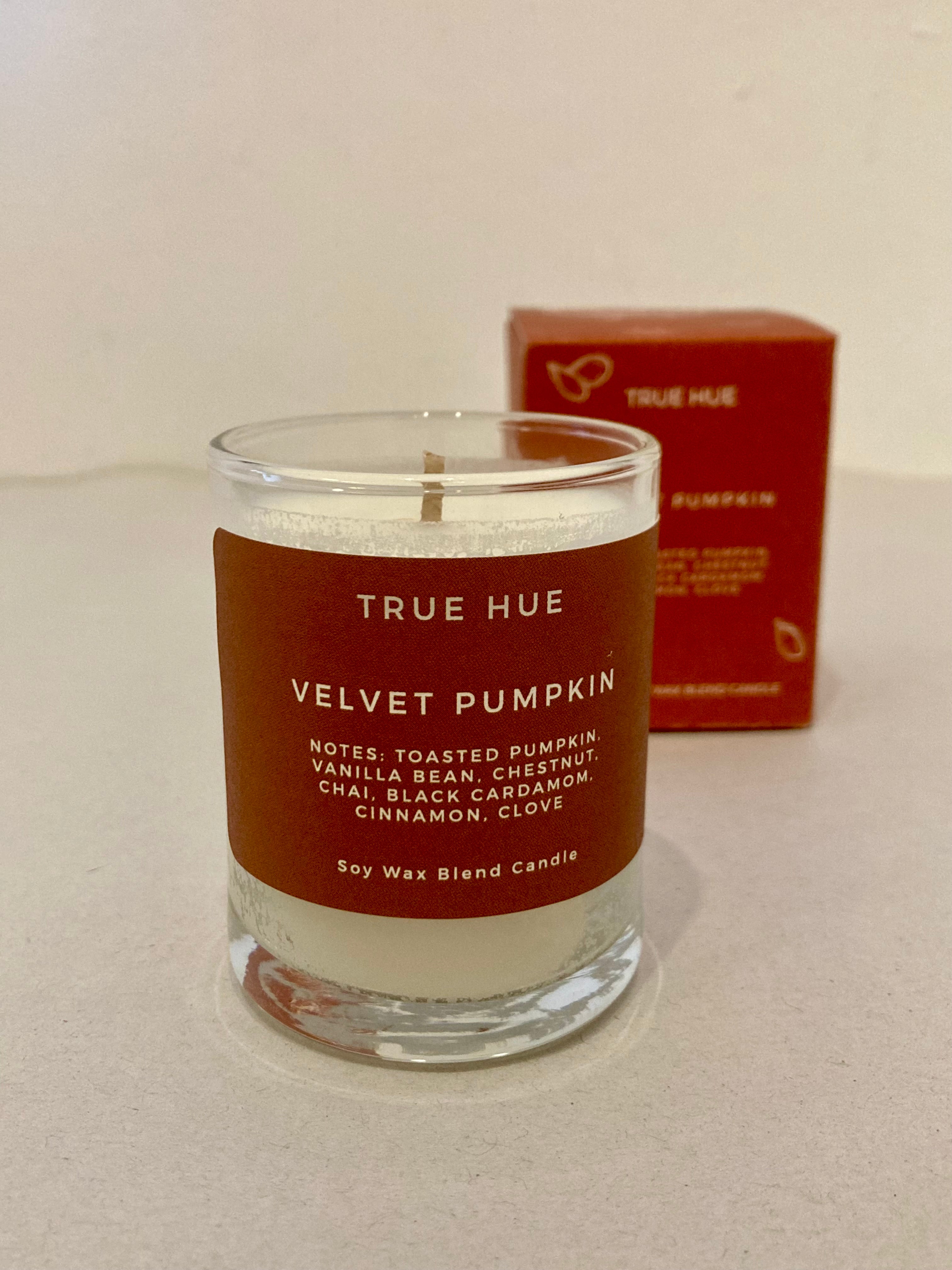 True Hue Velvet Pumpkin mini candle