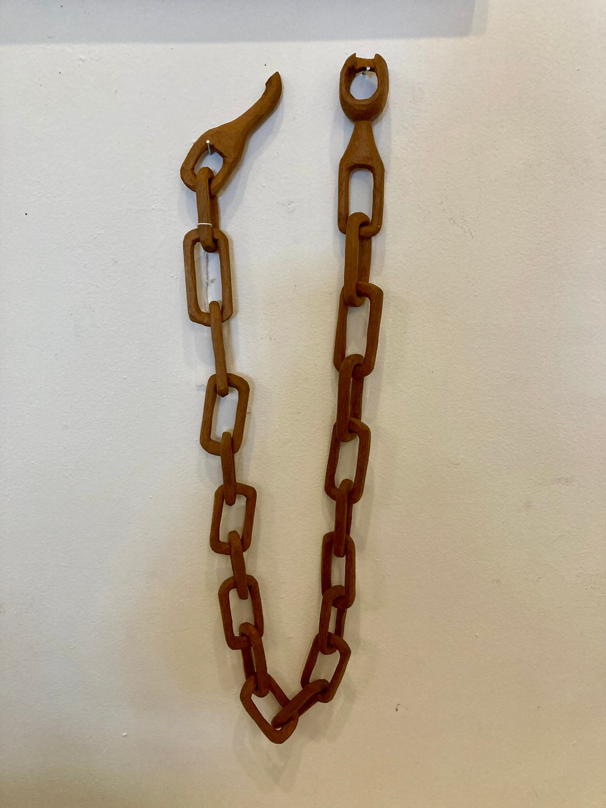 hand carved Folk Art wooden chain