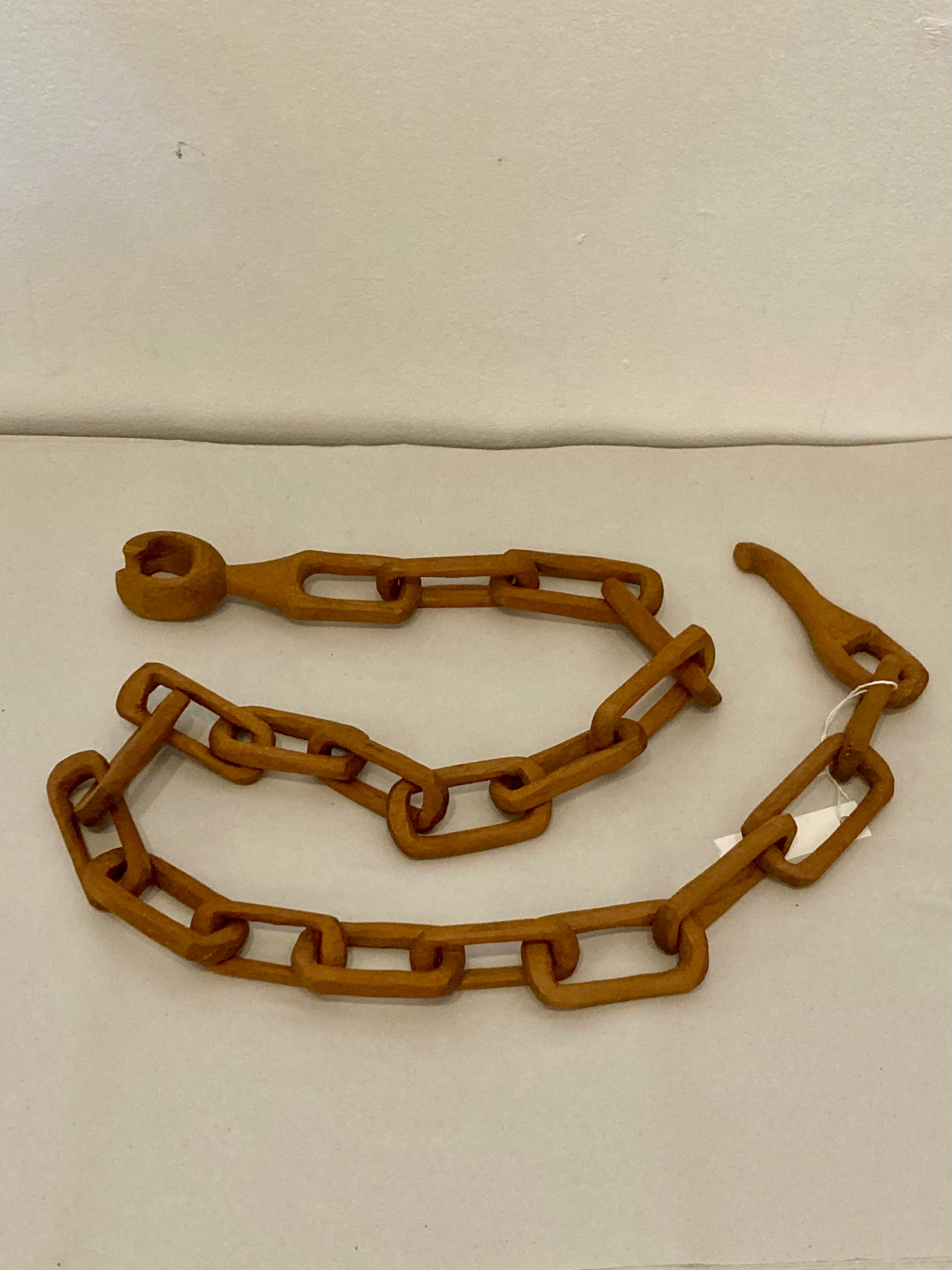 hand carved Folk Art wooden chain
